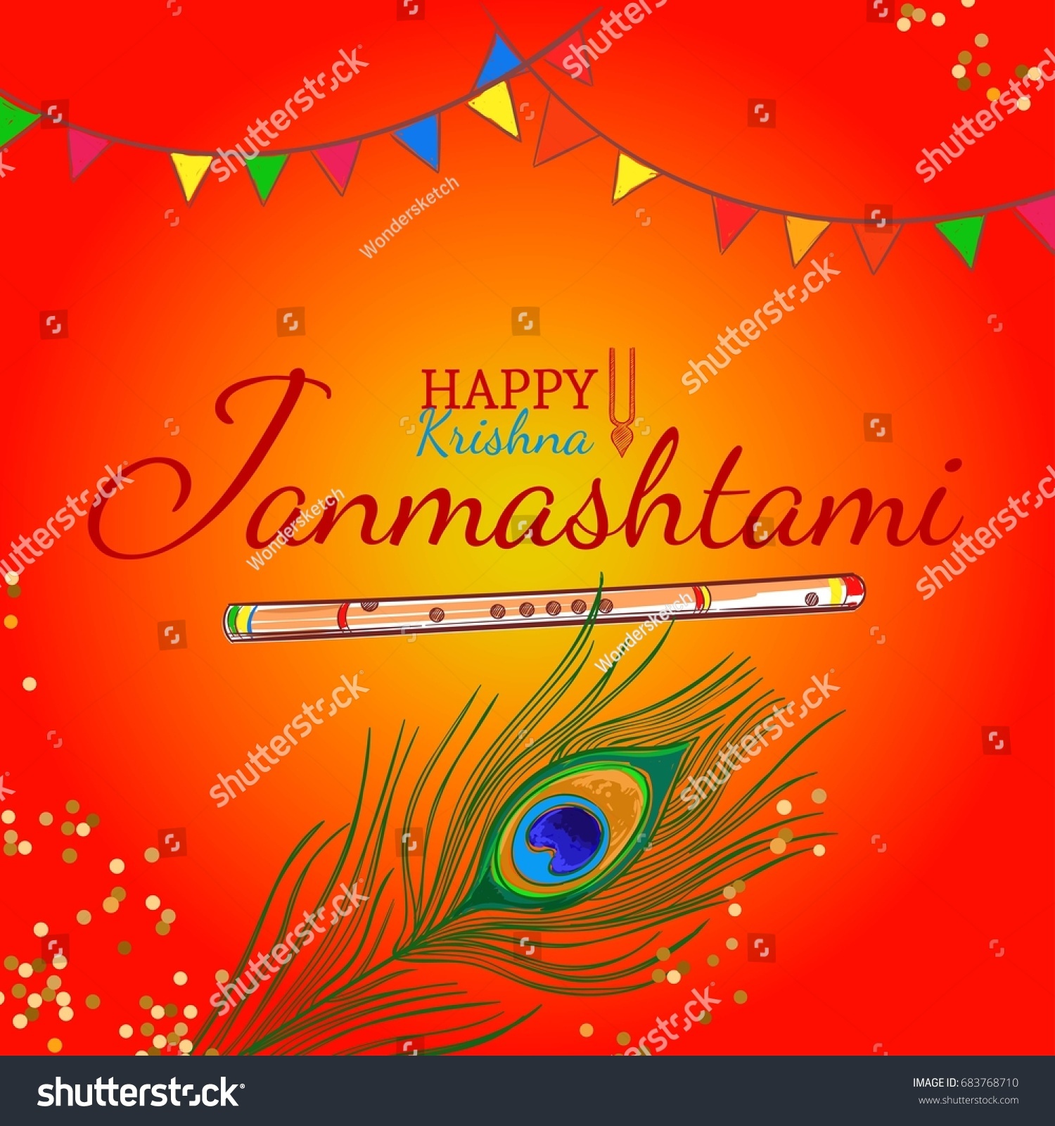 Happy Krishna Janmashtami Concept Poster Banner Stock Illustration ...