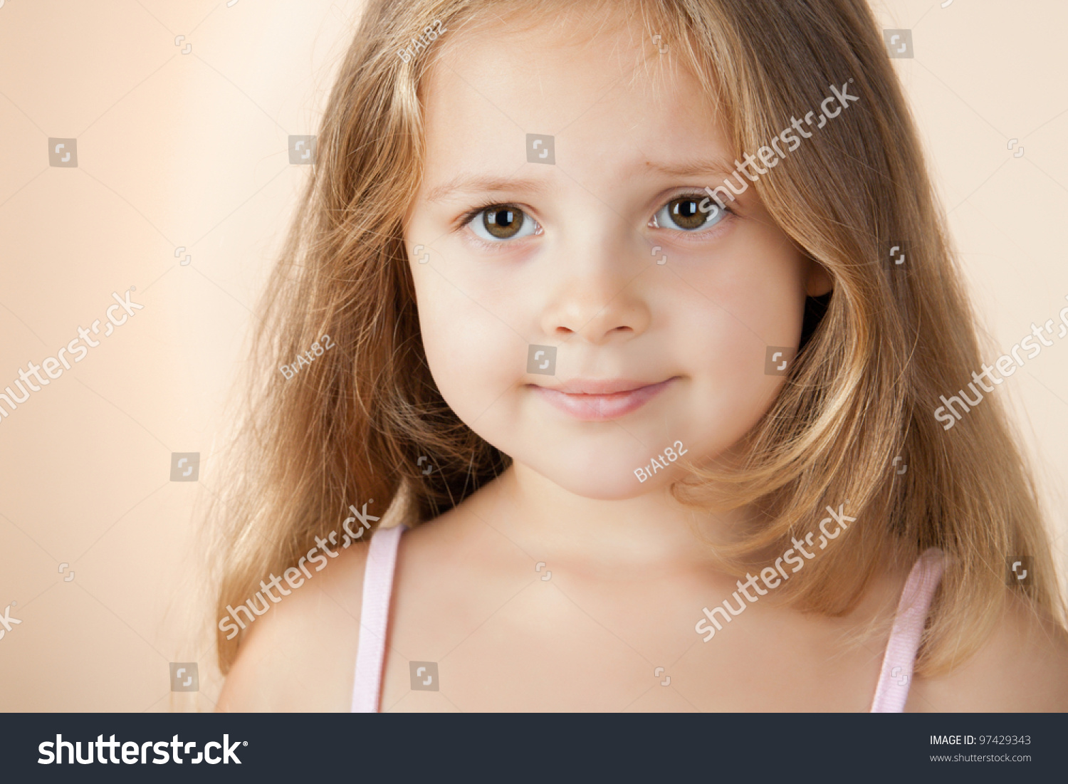 Happy Little Girl With Beautiful Big Eyes Stock Photo 97429343 ...