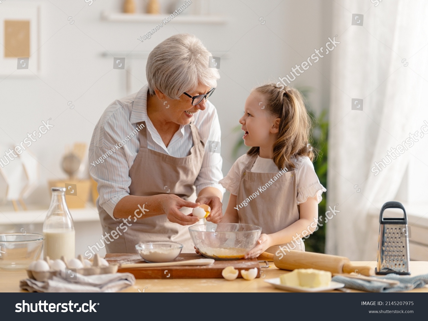 Happy Loving Family Preparing Bakery Together Stock Photo 2145207975 ...