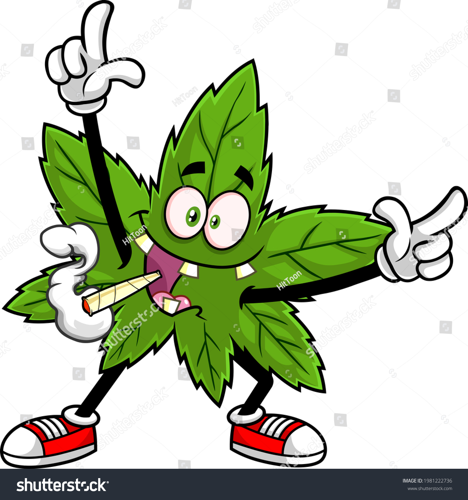 Happy Marijuana Leaf Cartoon Character Joint Stock Illustration 