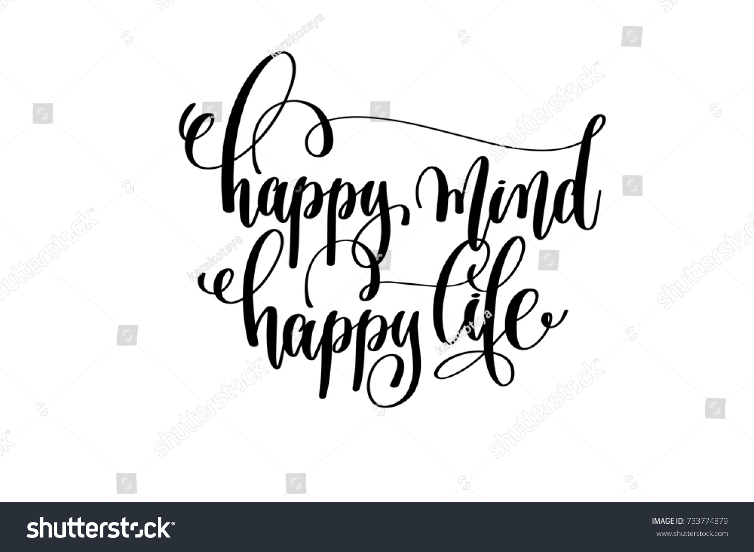 happy mind happy life hand lettering inscription motivation and inspiration love and life positive quote