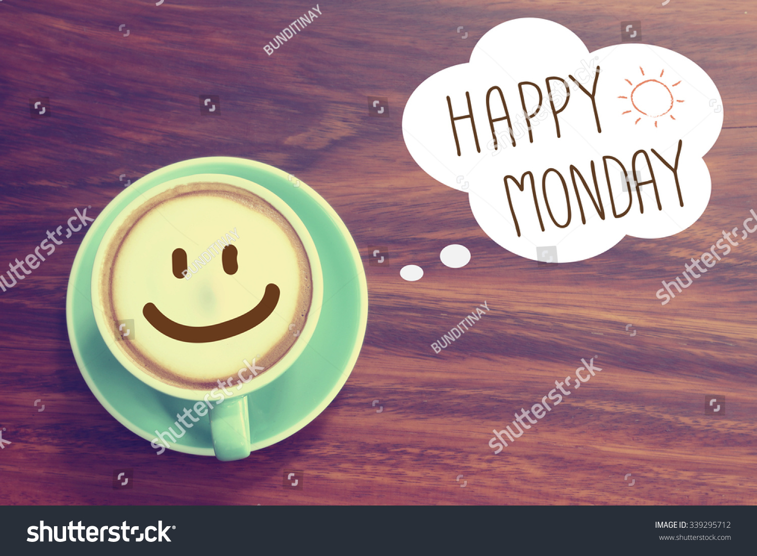 Happy Monday Coffee Cup Background Vintage Stock Photo (Edit Now) 339295712