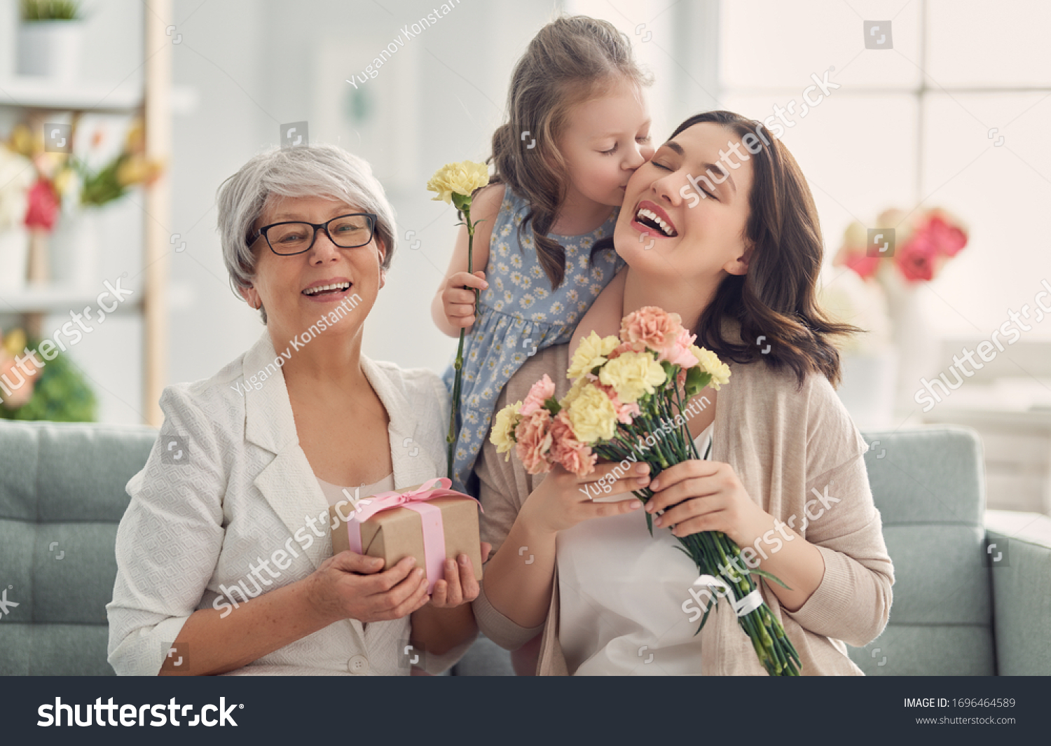 Happy Mothers Day Child Daughter Congratulating Stock Photo 1696464589 ...