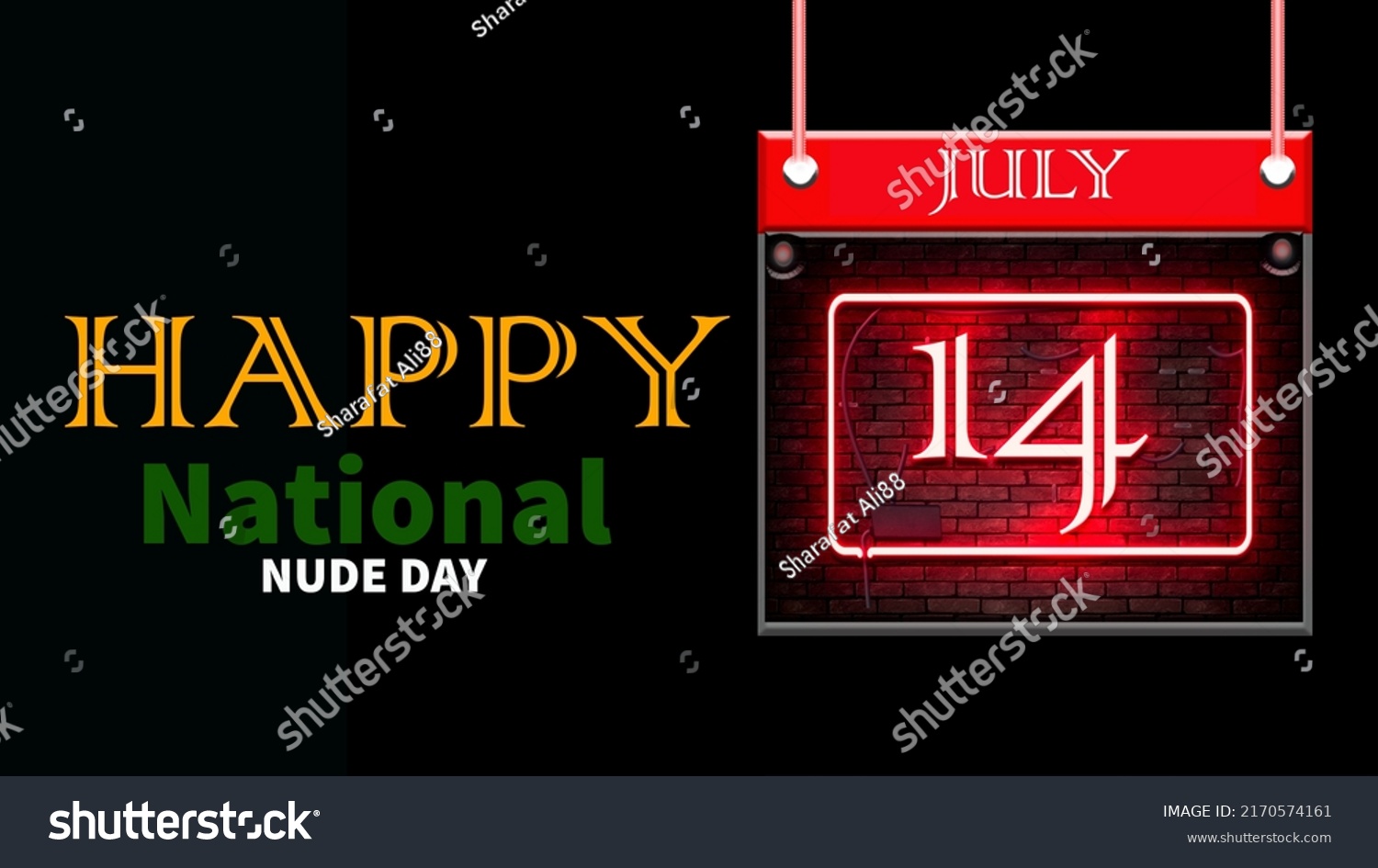 Happy National Nude Day July Stock Illustration