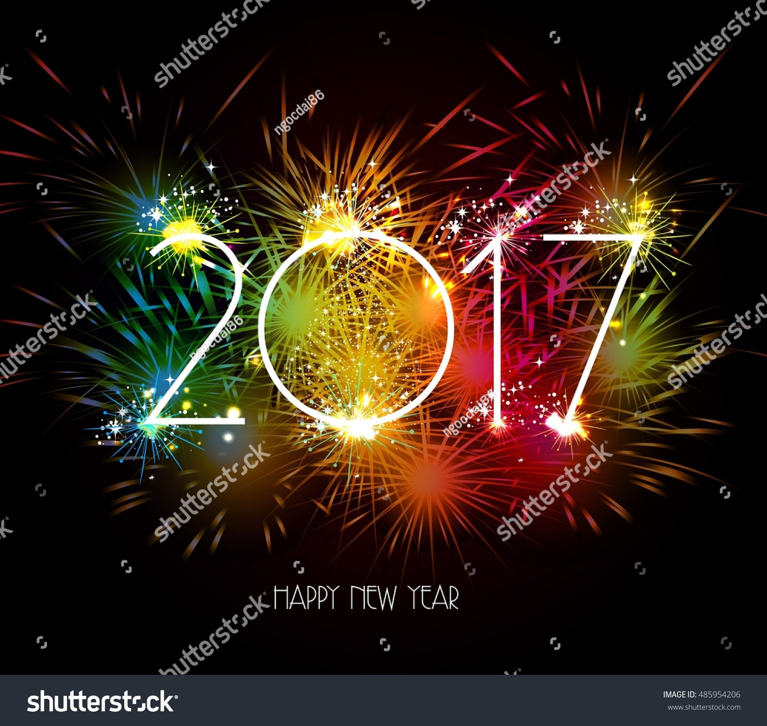 Happy New Year 2017 Fireworks Colorful Stock Photo 485954206 : Shutterstock