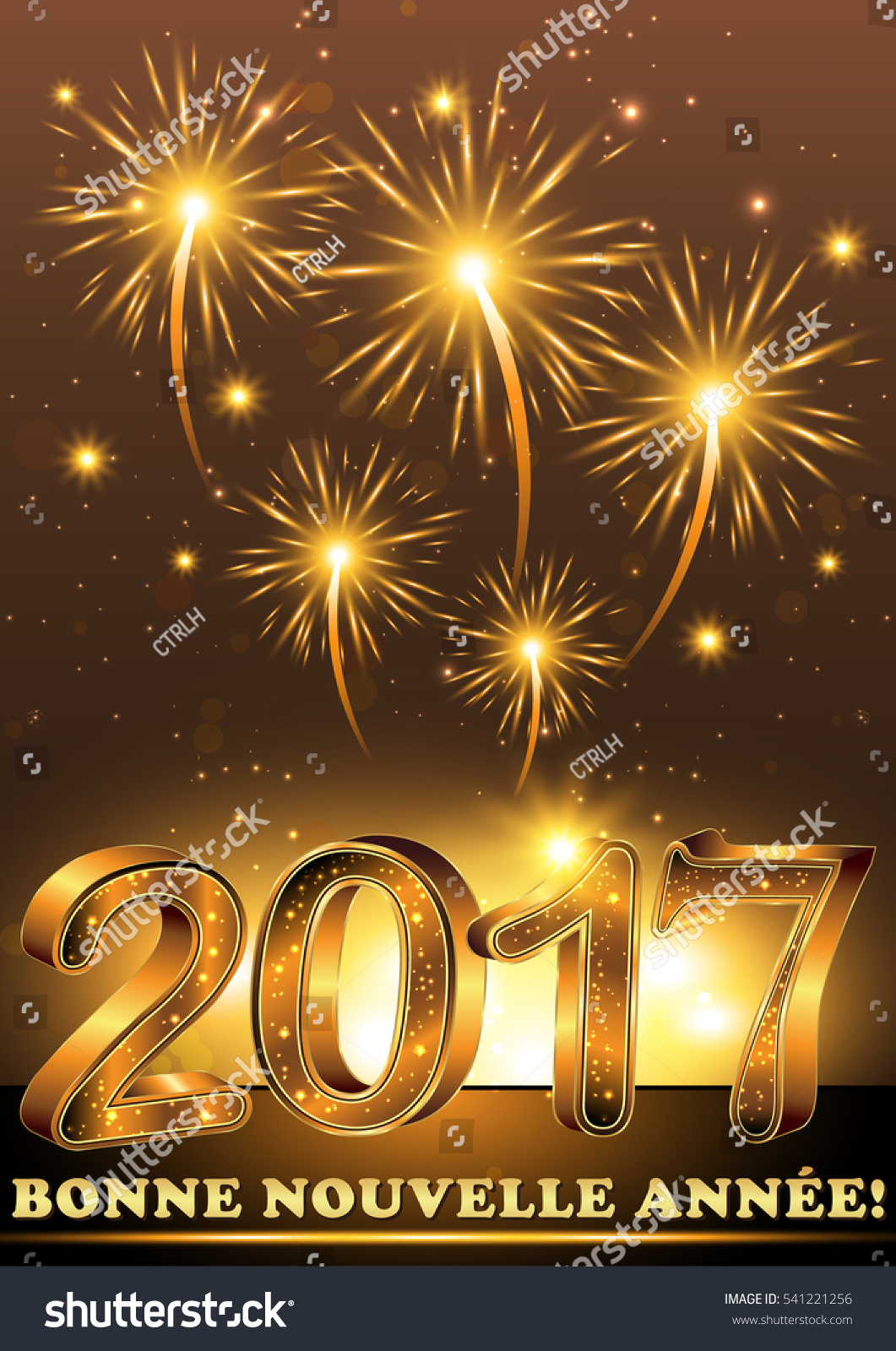 Happy New Year 2017 French Language Stock Illustration 541221256