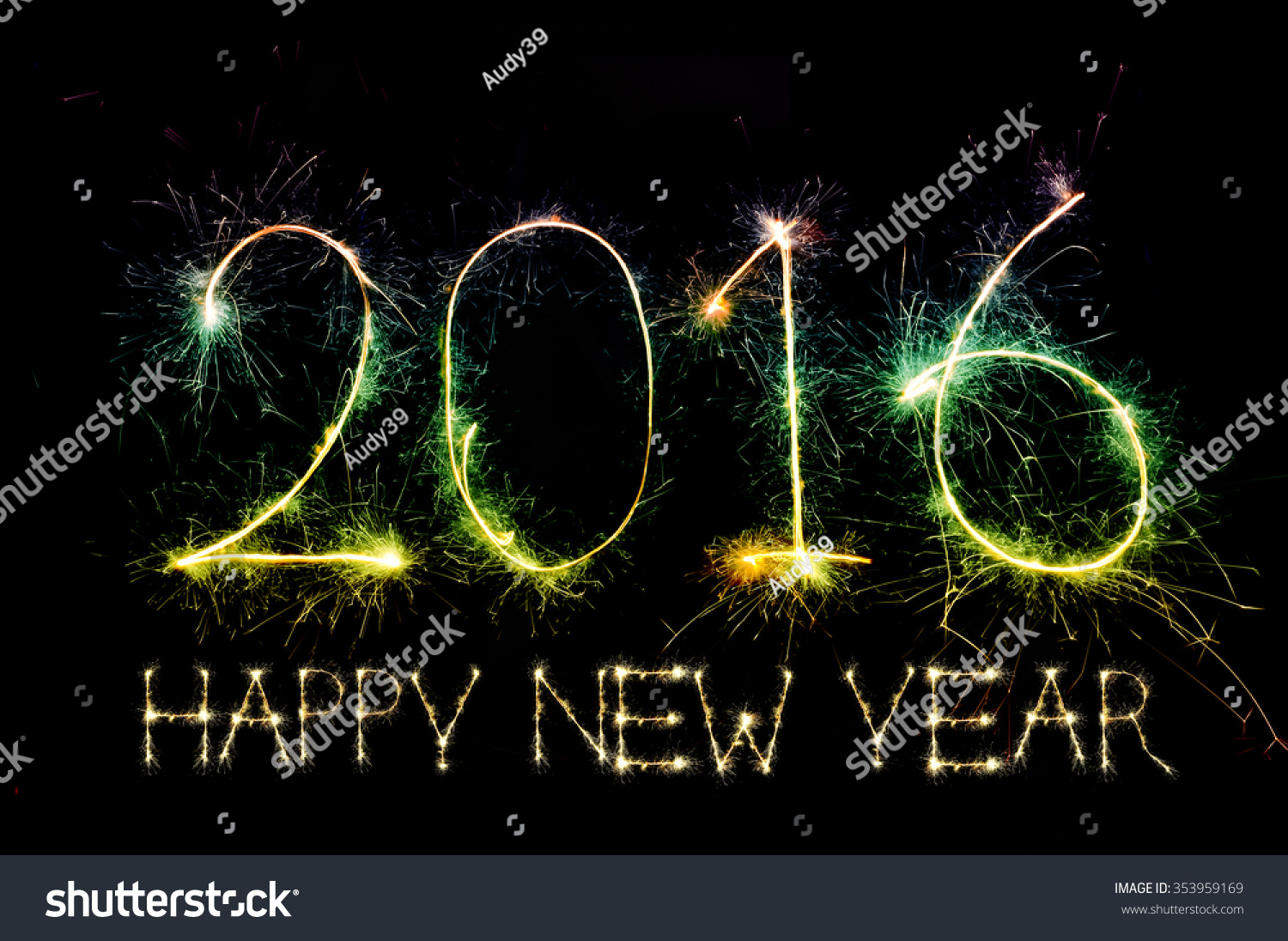 Happy New Year 2016 From Colorful Sparkle On Black Background Stock Photo 353959169 : Shutterstock