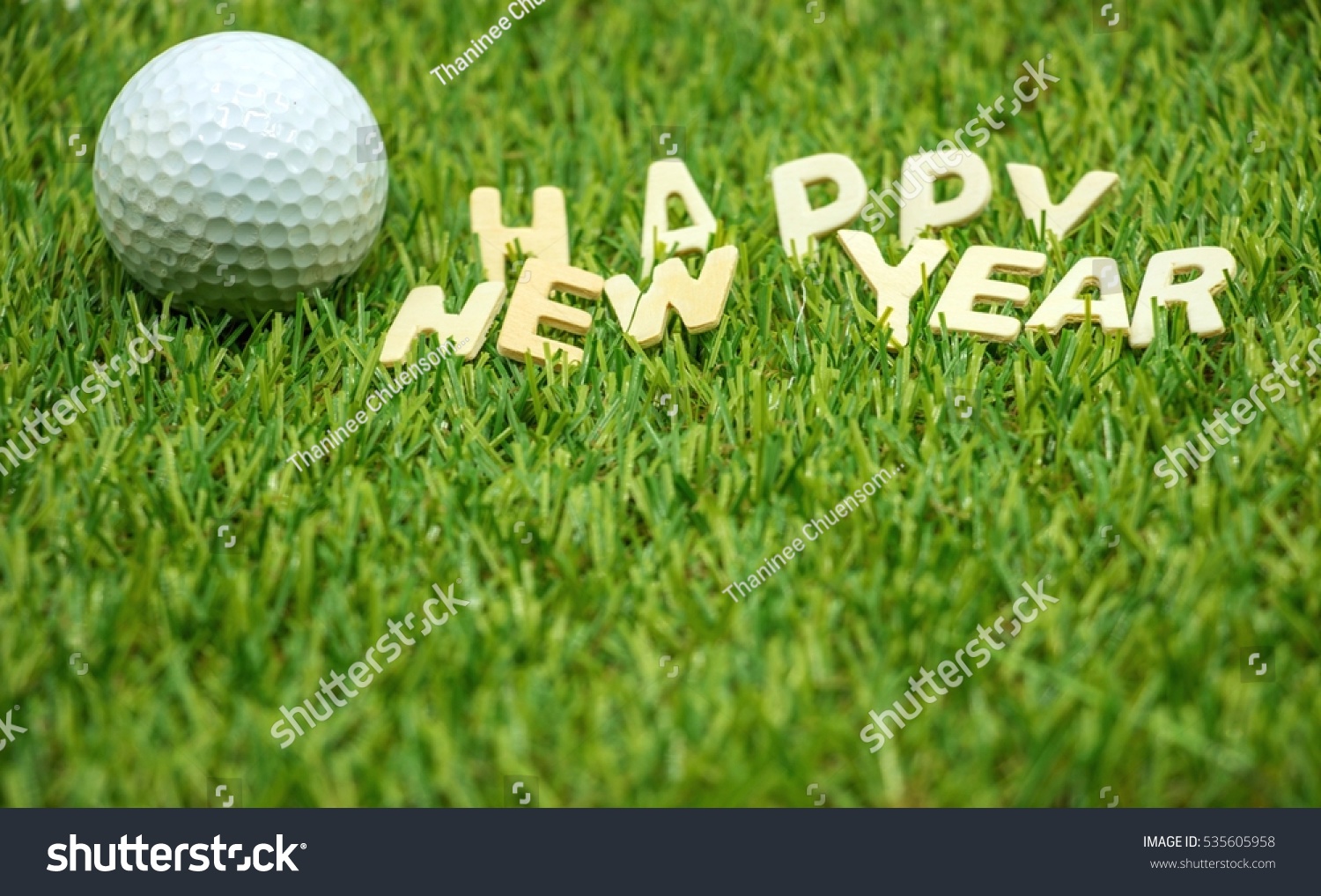 Happy New Year Lettering Golf Ball Stock Photo (Edit Now) 535605958