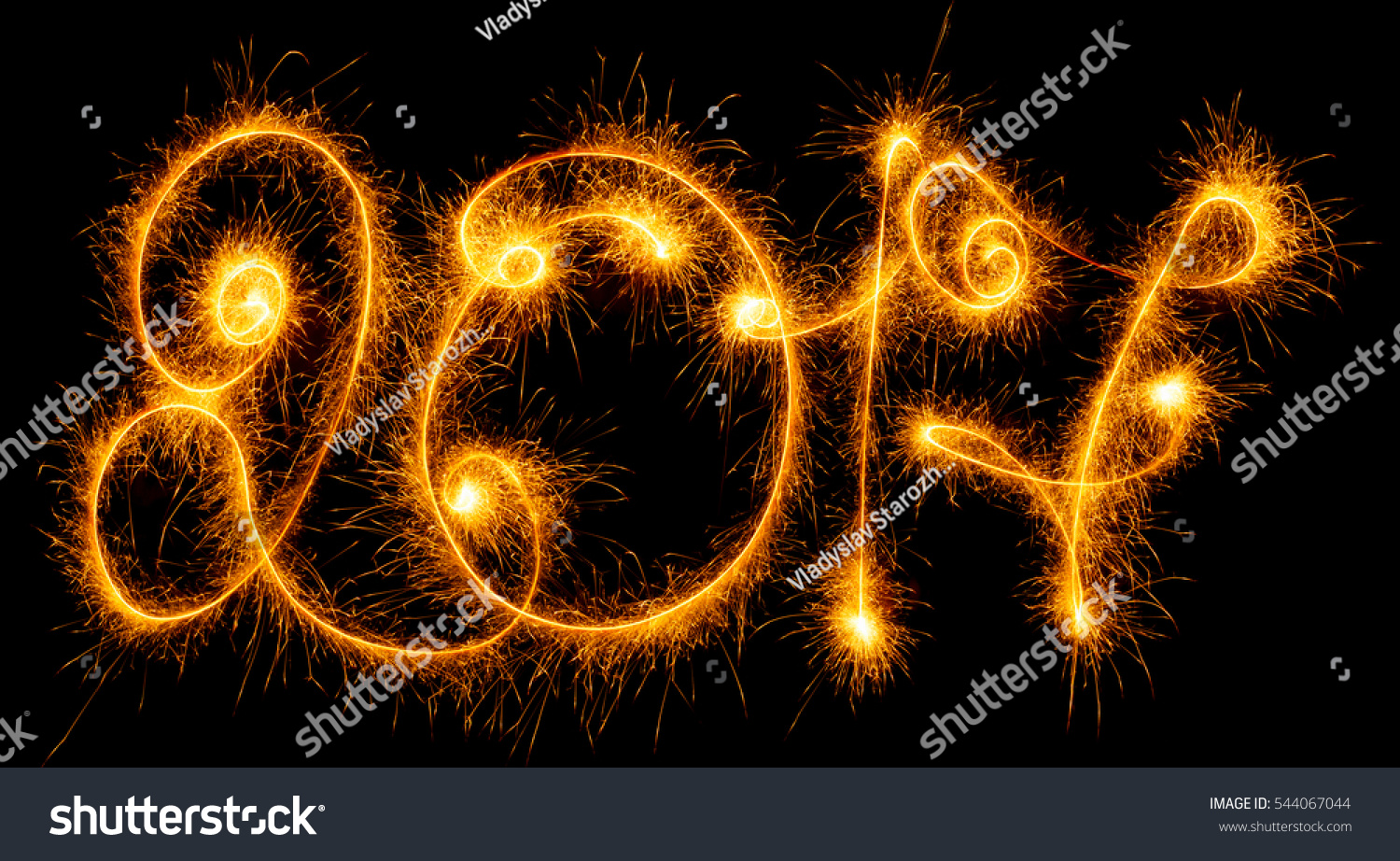 Happy New Year - 2017 Made By Sparklers On Black Background Stock Photo 544067044 : Shutterstock