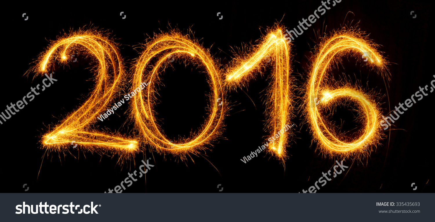 Happy New Year - 2016 Made With Sparklers On Black Background Stock Photo 335435693 : Shutterstock