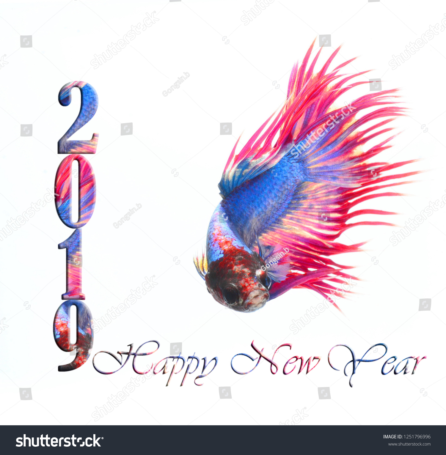 Happy New Year 2019 Text Betta Stock Photo Edit Now 1251796996