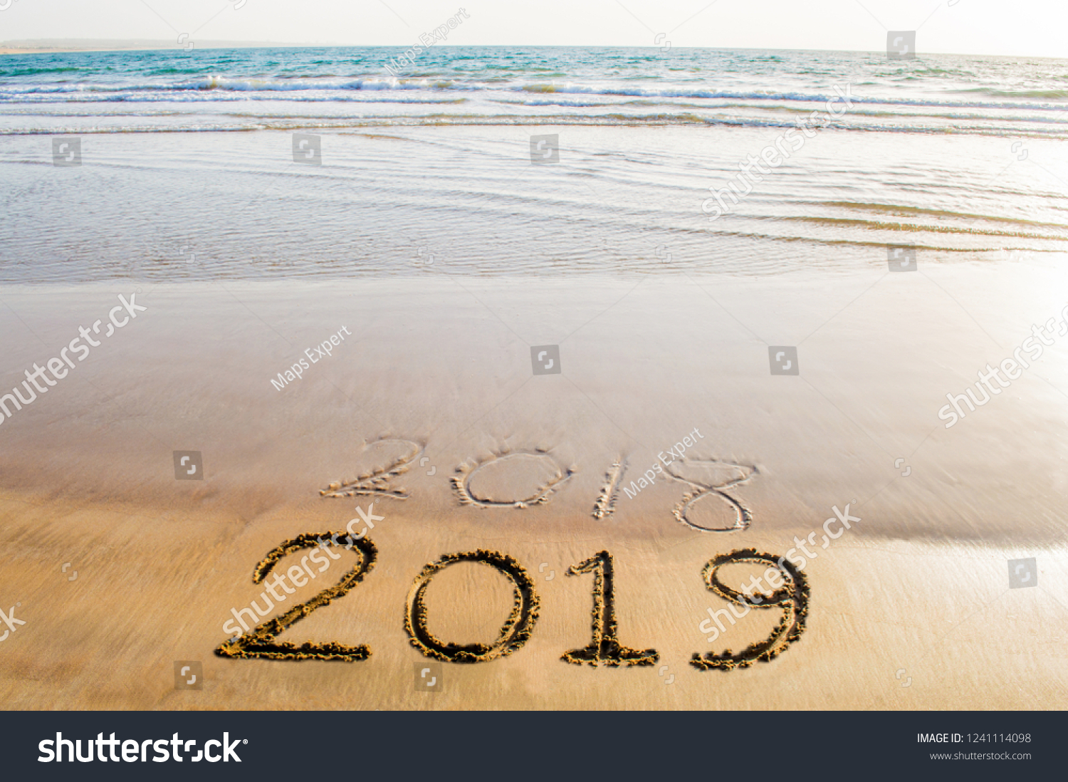 Happy New Year 2019 Text On Stock Photo Edit Now 1241114098