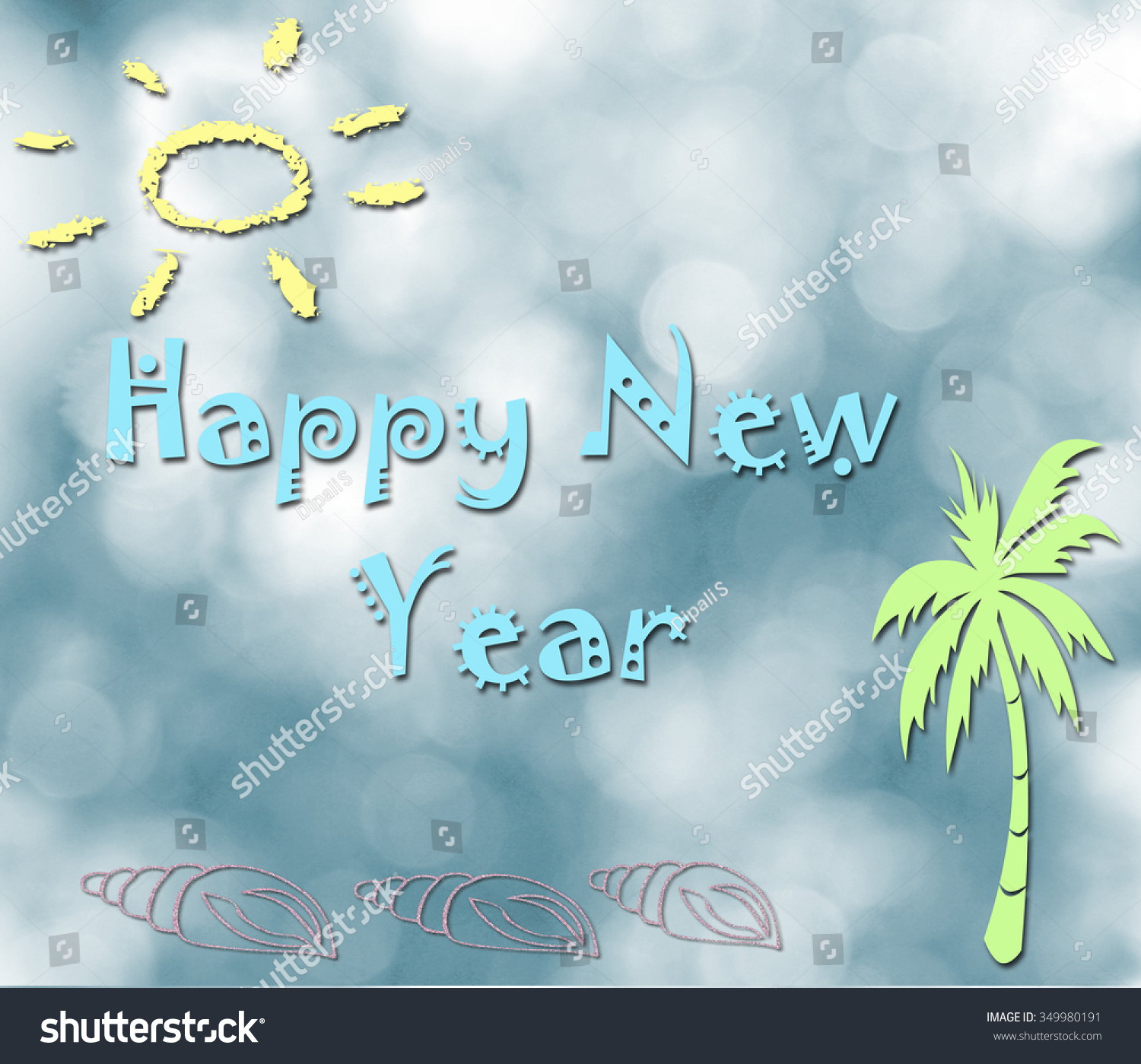 happy new year with palm trees