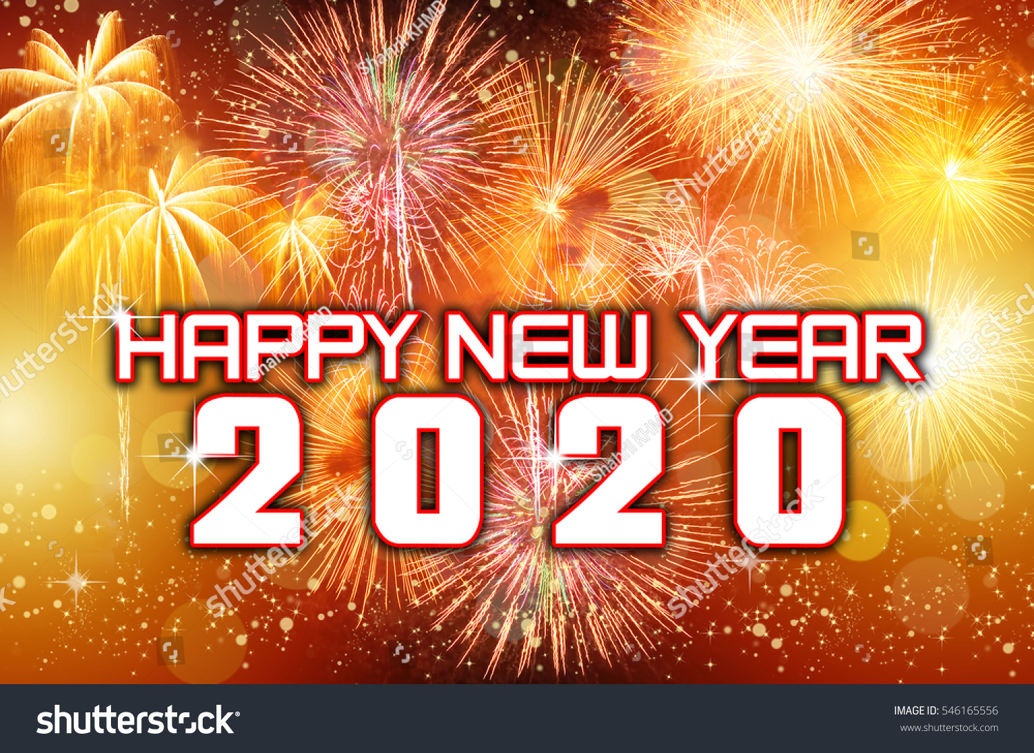 Happy New Year 2020 Colorful Fireworks Stock Photo 546165556 Shutterstock