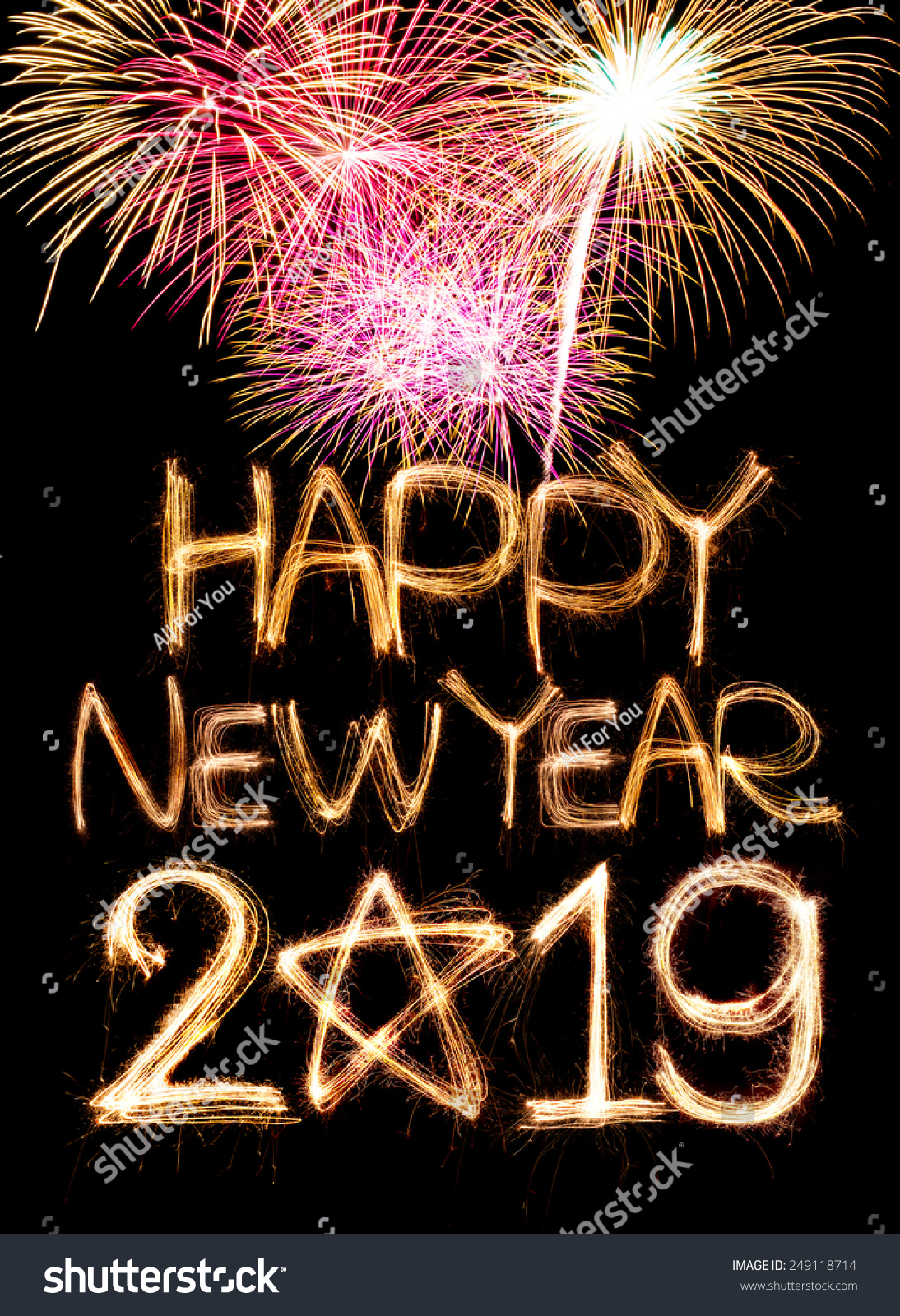 Happy New Year 2019 Word Made Stock Photo 249118714 