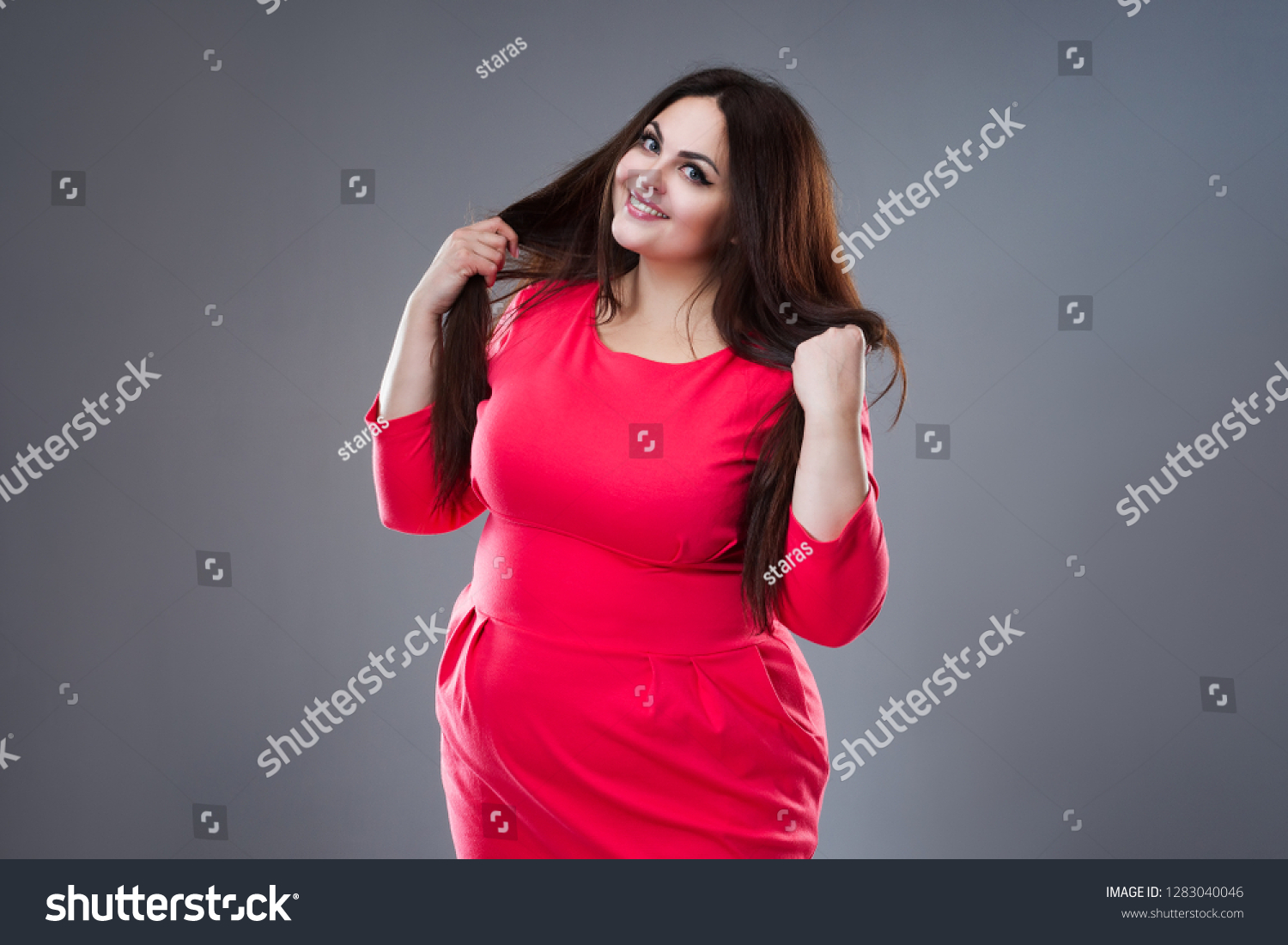 fat girl in red dress