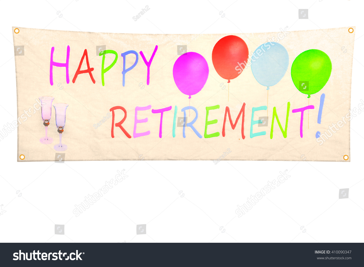 Happy Retirement Banner Isolated On White Stock Illustration 410090347