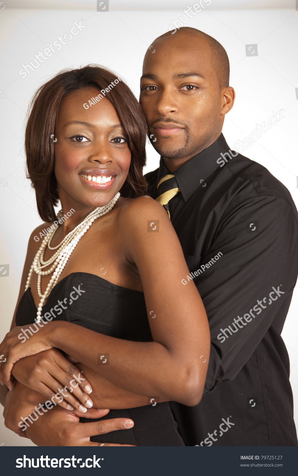 Happy, Romantic, Black Couple Hugging And Smiling With Affection And ...