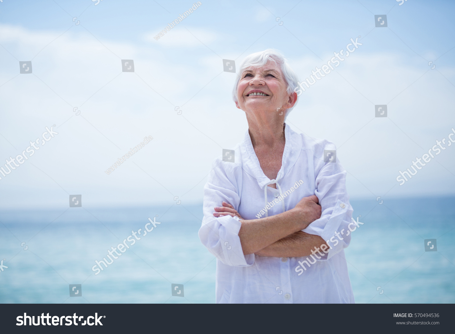 Happy Senior Woman Arms Crossed Looking Stock Photo 570494536 ...