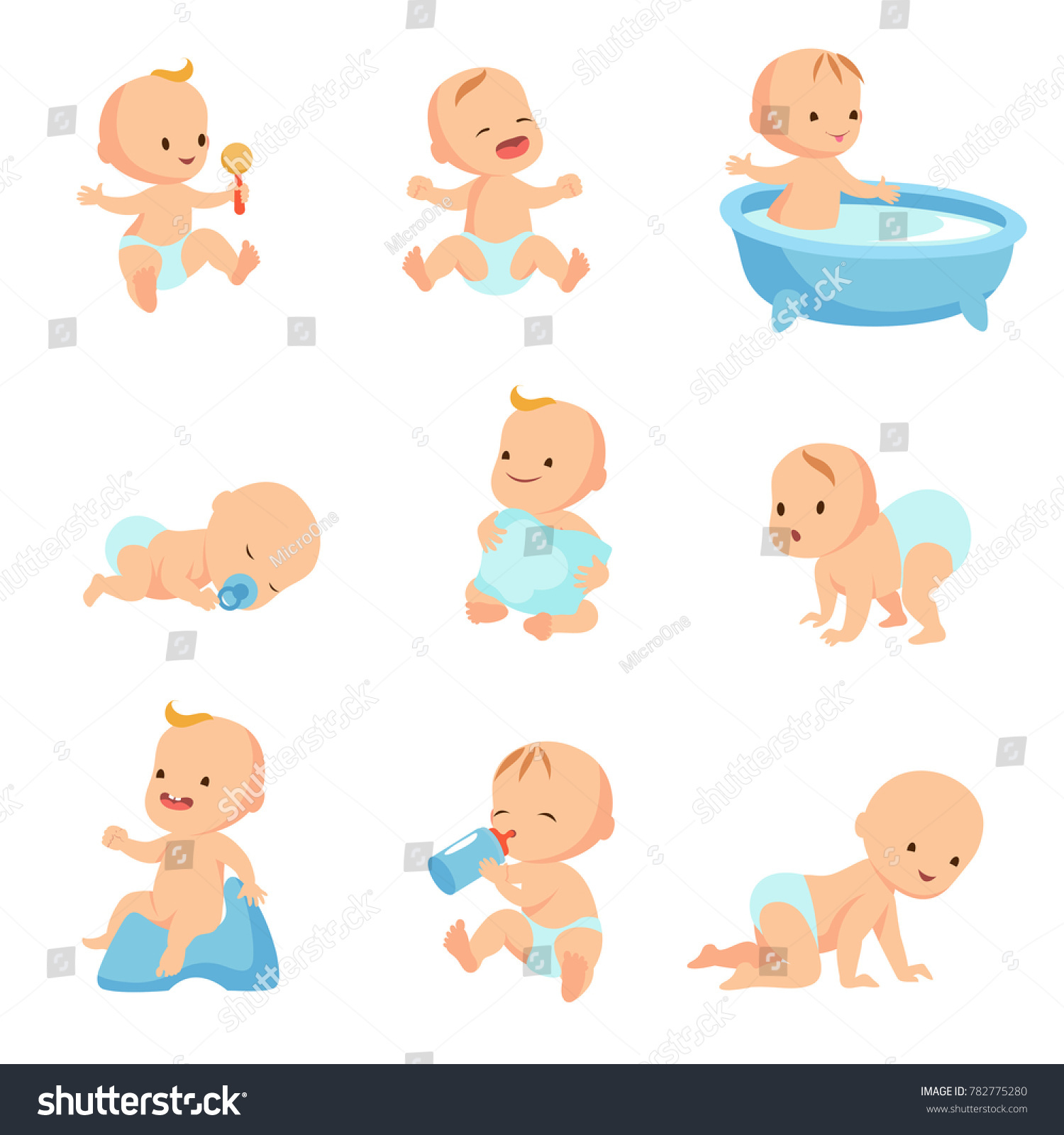 Happy Smiling Baby Cute Cartoon Toddlers Stock Illustration 782775280 ...