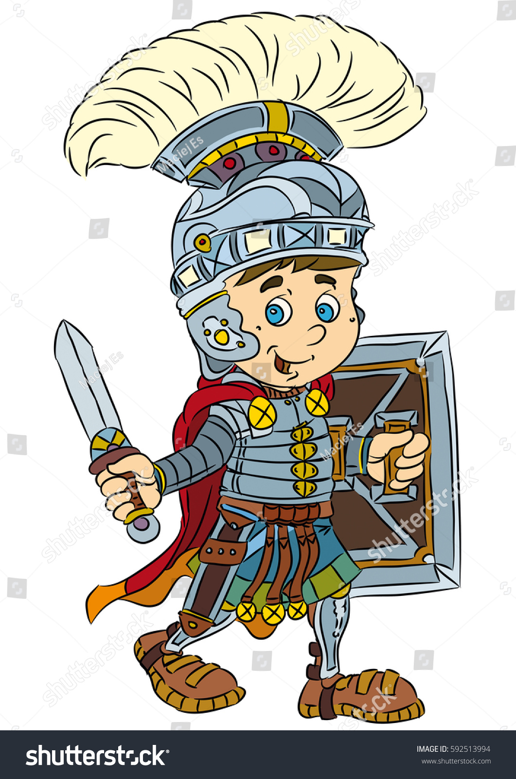 Happy Smiling Cartoon Roman Soldier General Stock Illustration 592513994