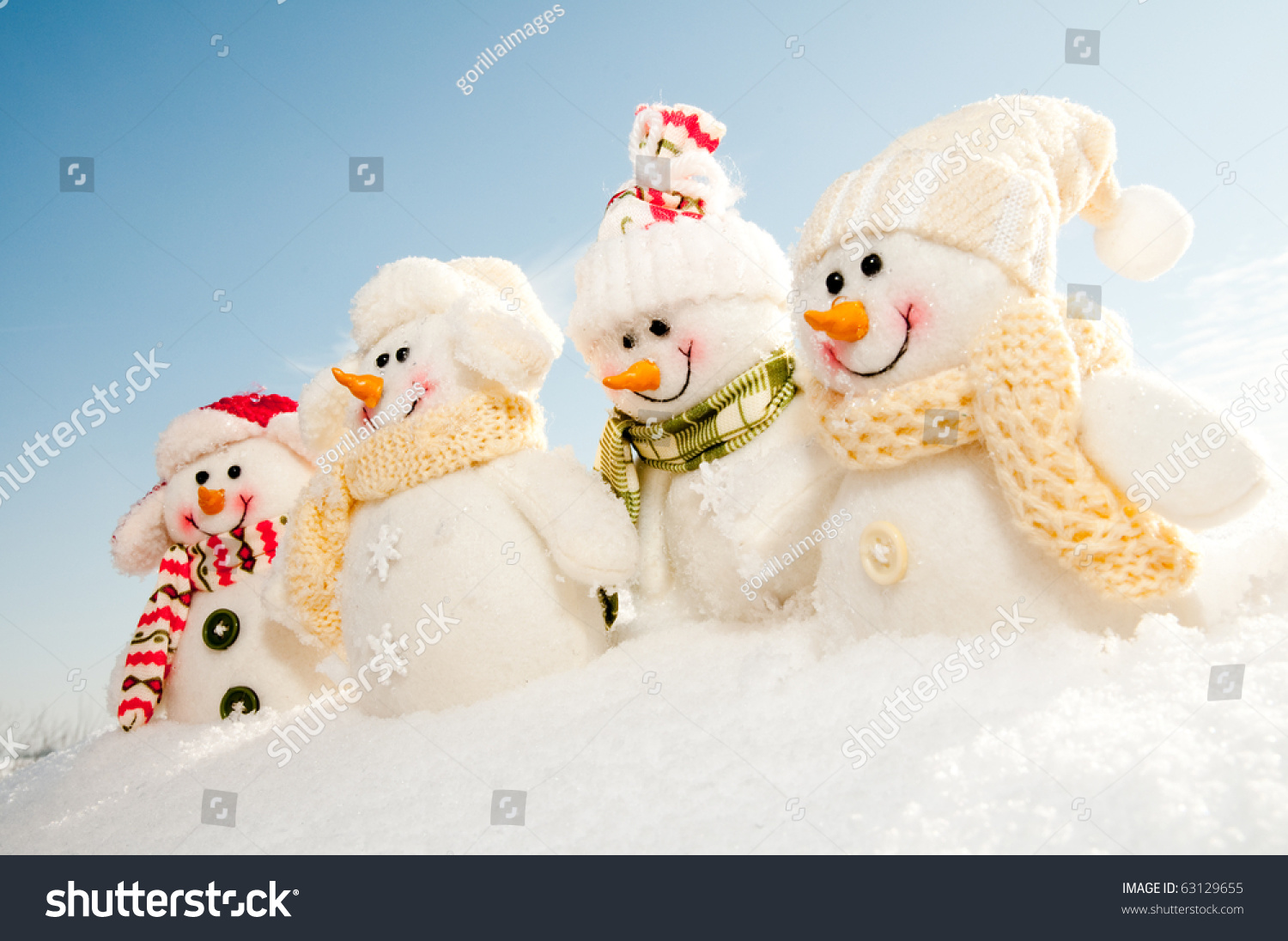 Happy Snowman Team Stock Photo 63129655 : Shutterstock