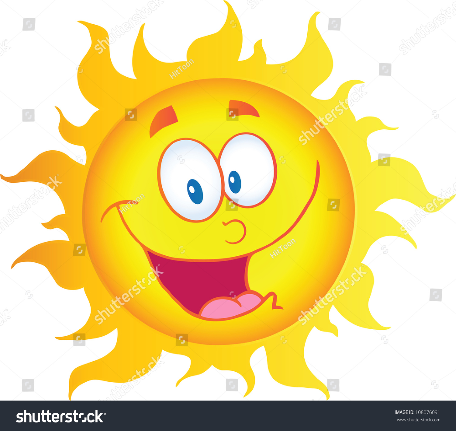 Happy Sun Cartoon Character Raster Illustrationvector Stock ...