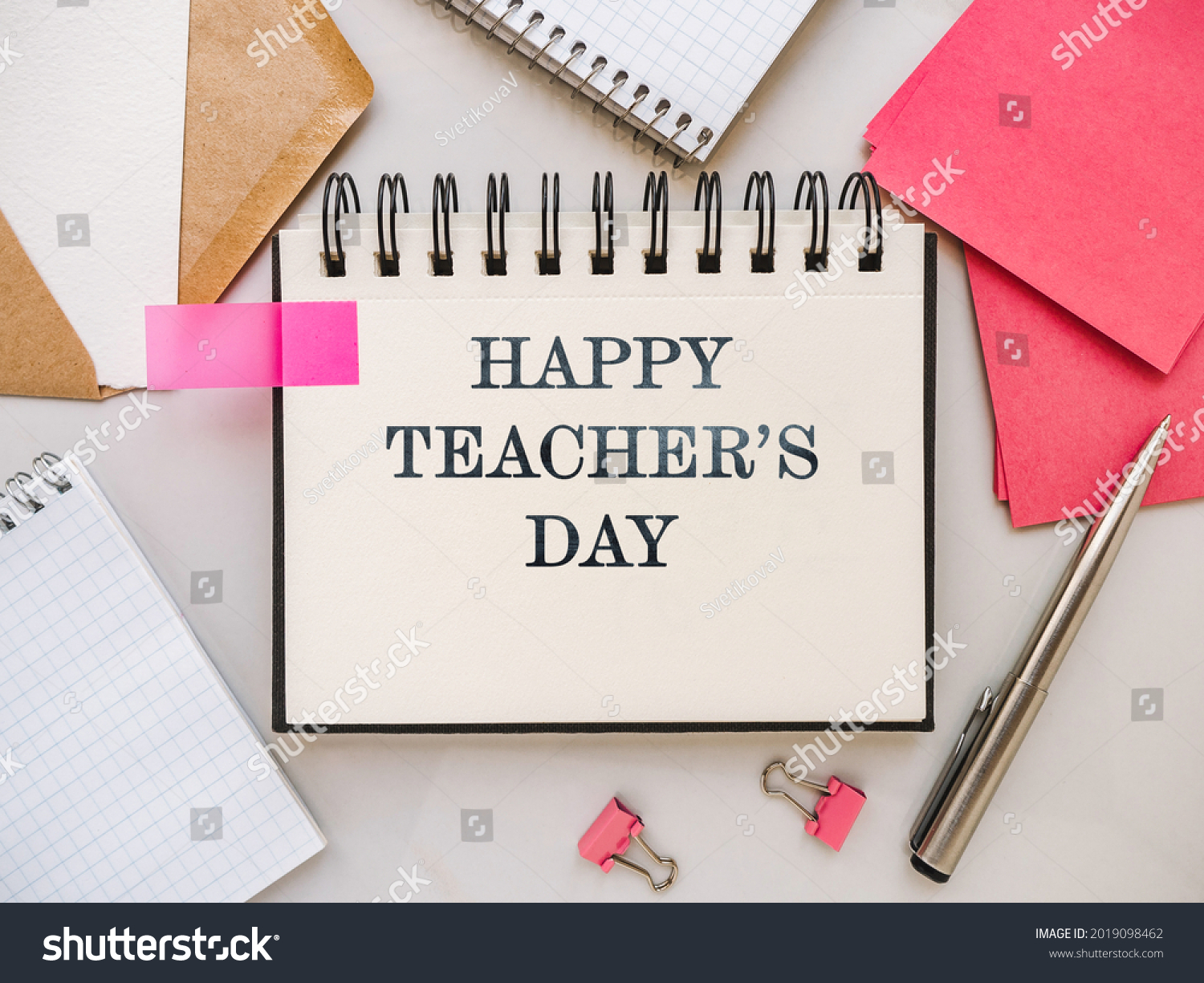 Happy Teachers Day Notepad Congratulatory Inscription Stock Photo ...