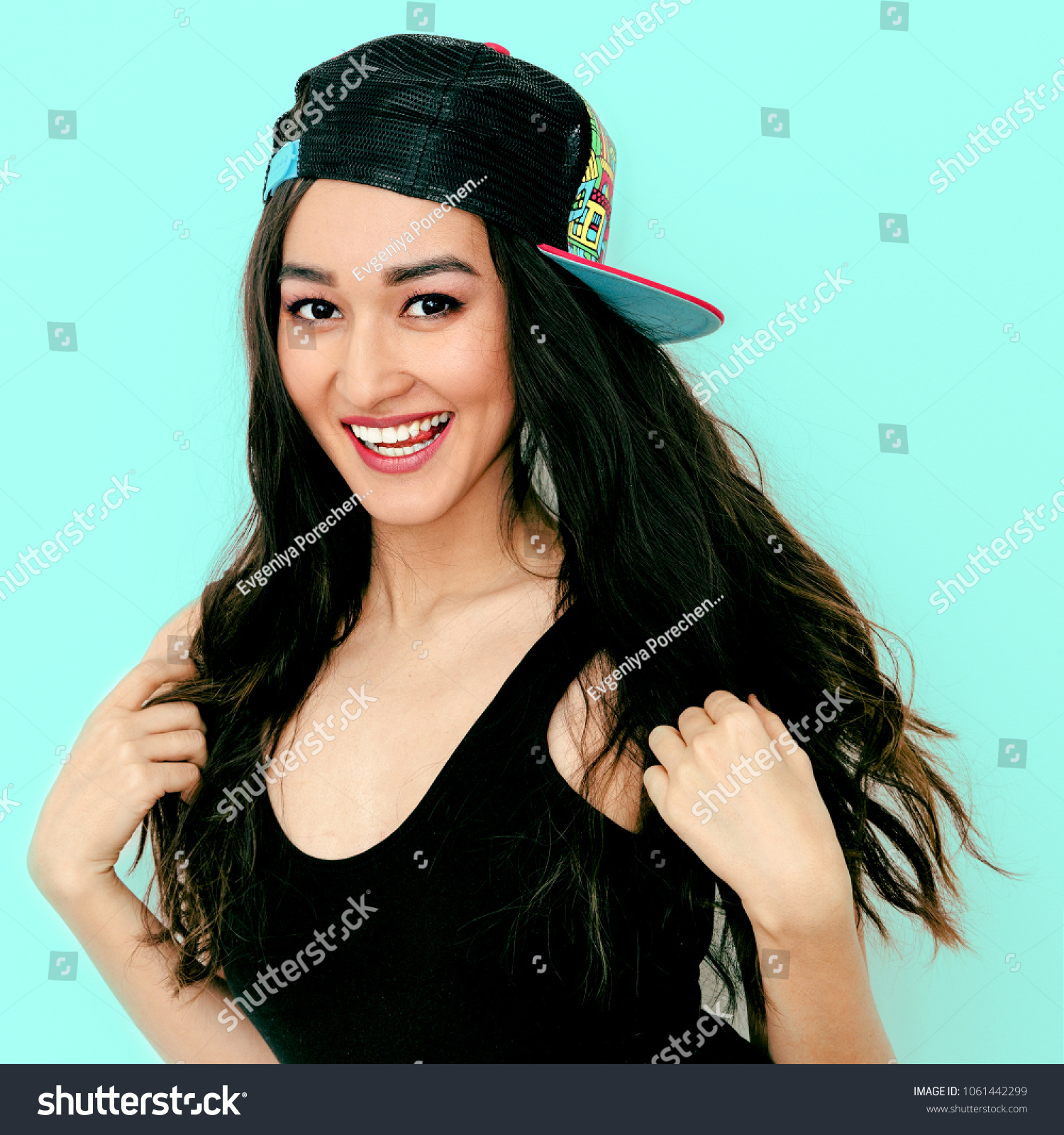 Happy Teen Girl Fashion Bboy Cap Stock Photo Edit Now 1061442299