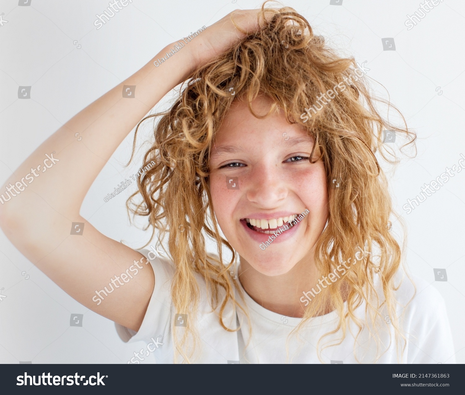 Happy Teenage Girl White Shirt On Stock Photo 2147361863 | Shutterstock