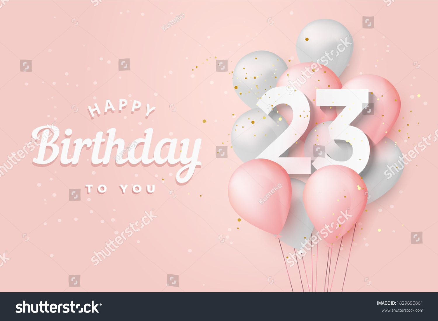 Happy 23th Birthday Balloons Greeting Card Stock Illustration ...