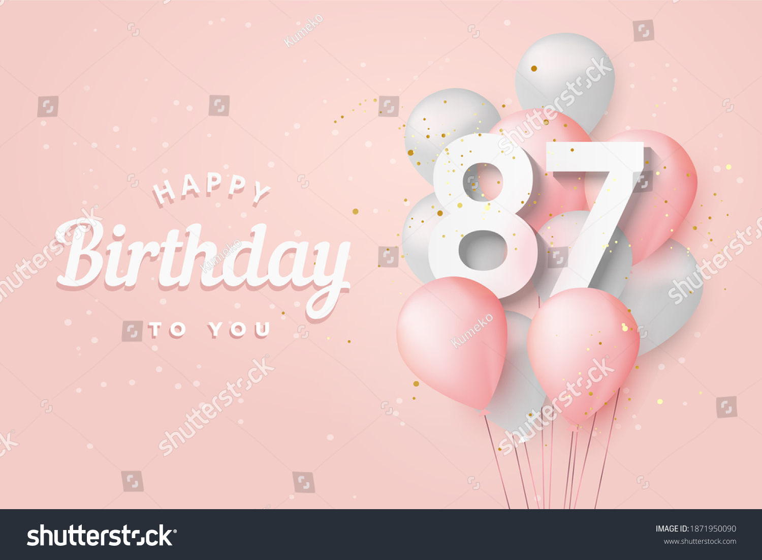 Happy 87th Birthday Balloons Greeting Card Stock Illustration ...