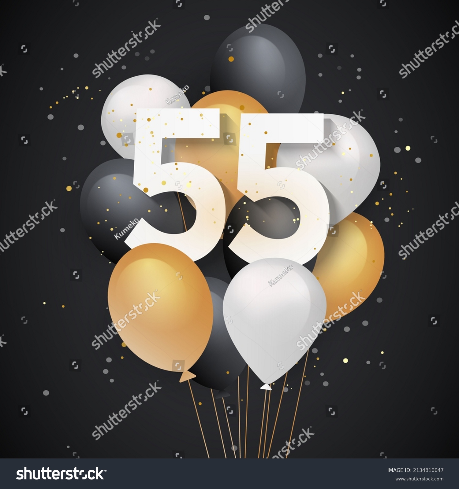 Happy 55th Birthday Balloons Greeting Card Stock Illustration ...