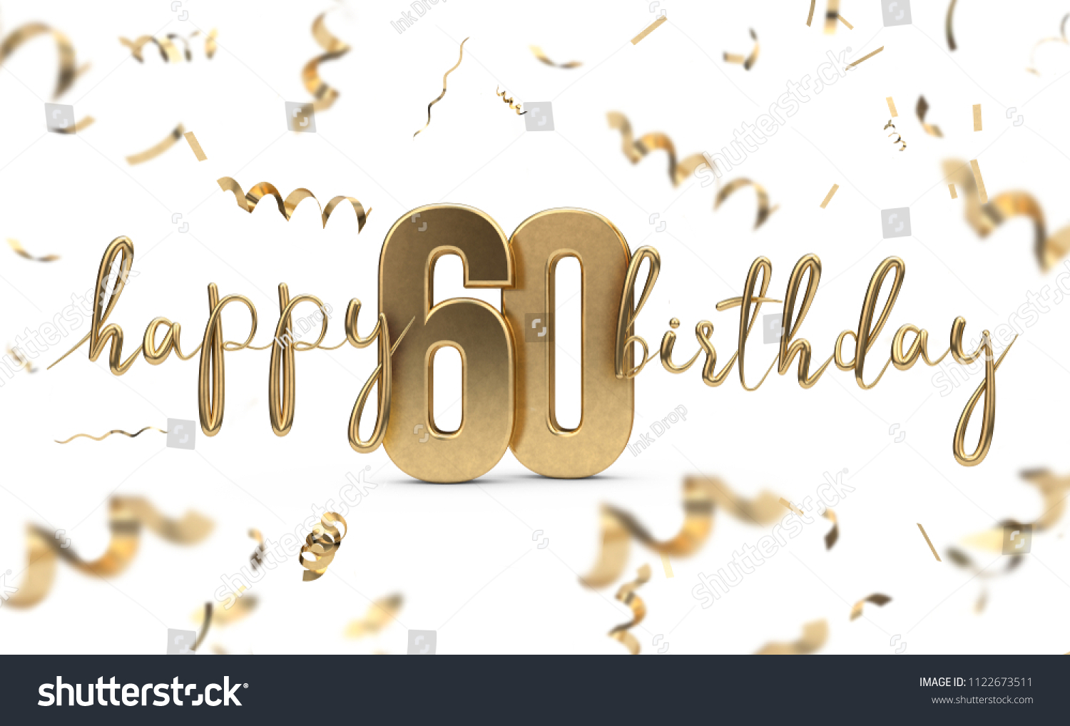 Happy 60th Birthday Gold Greeting Background Stock Illustration ...