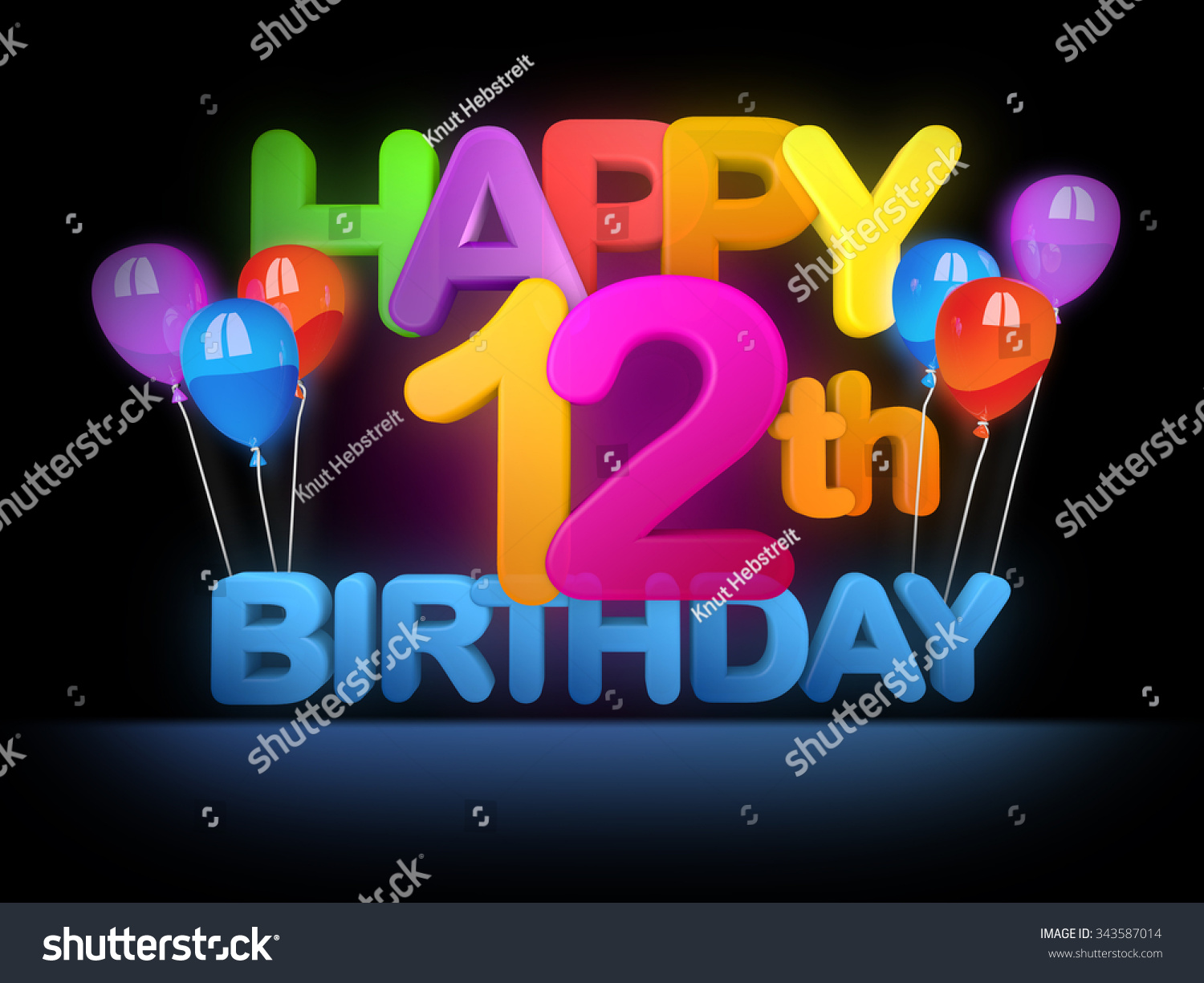 Happy 12th Birthday Title Dark Stock Photo 343587014 : Shutterstock