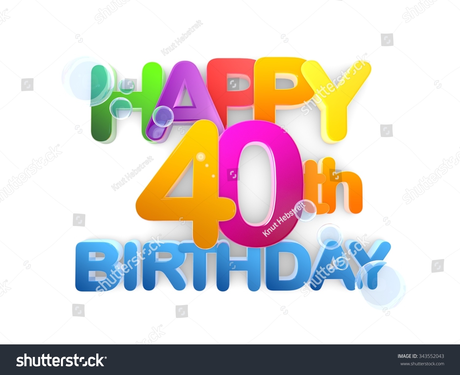 Happy 40th Birthday Title Big Letters Stock Illustration