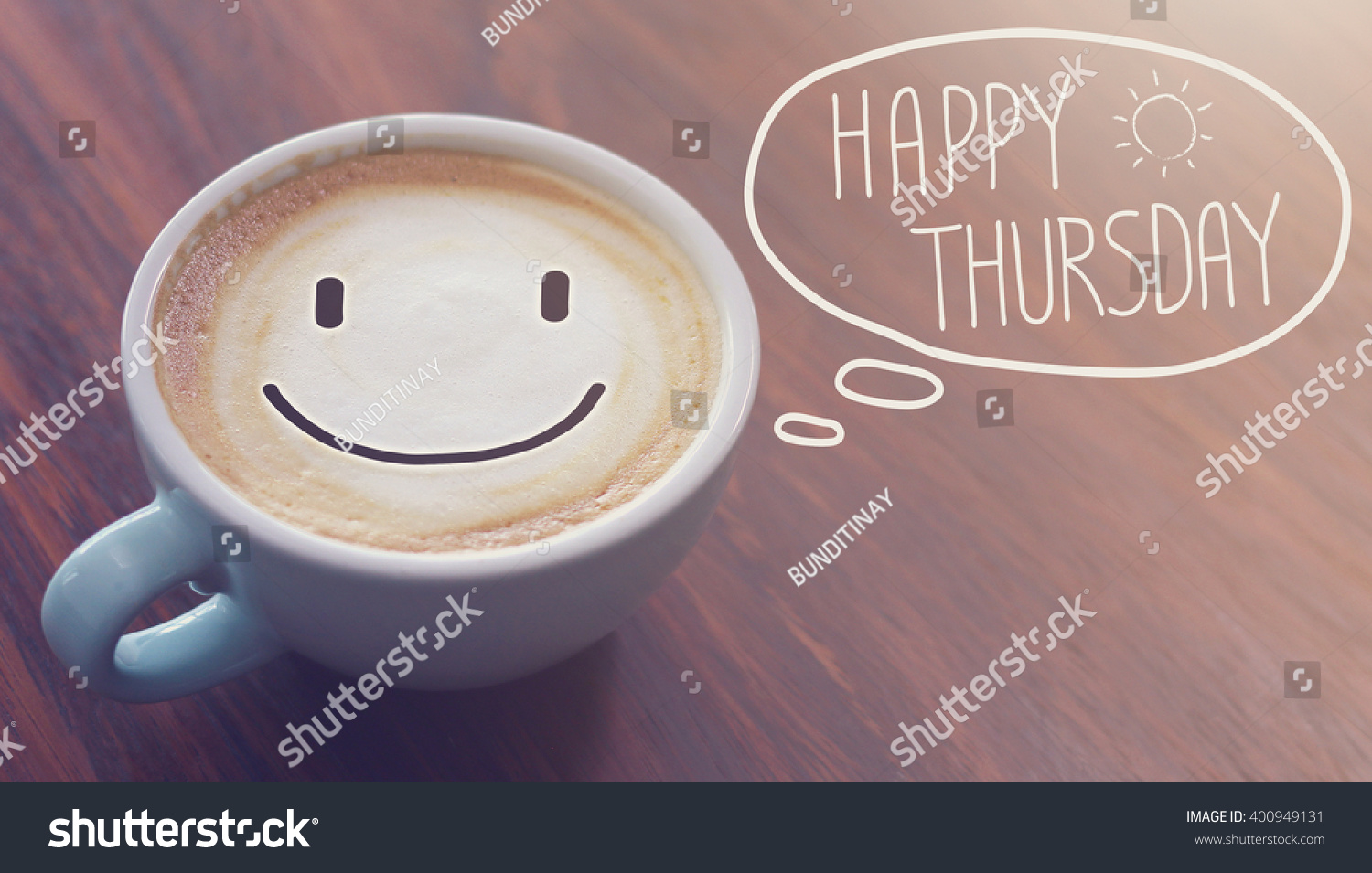 Happy Thursday Coffee Cup Background Vintage Stock Photo 400949131 ...
