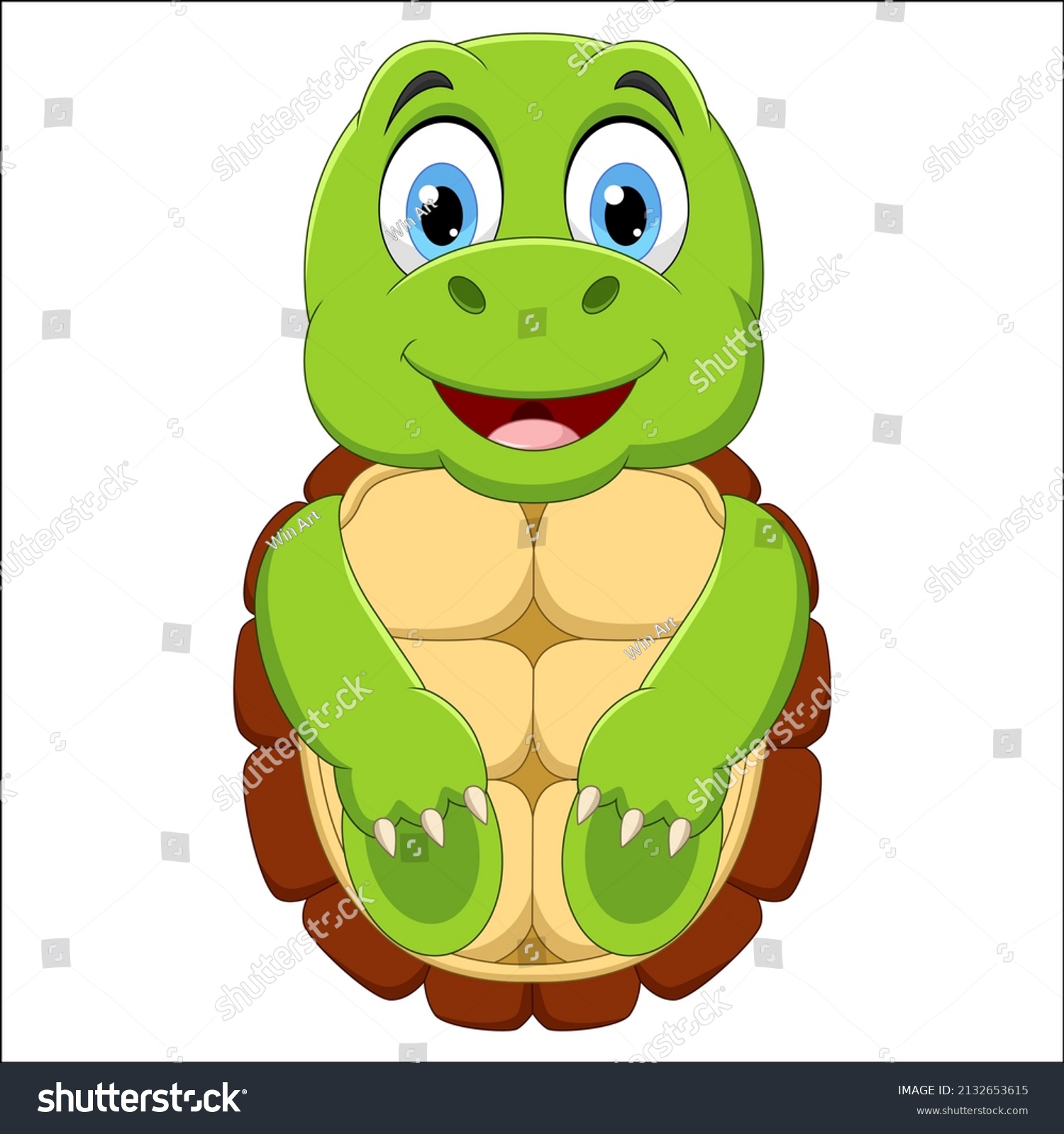 Happy Turtle Cartoon On White Background Stock Illustration 2132653615