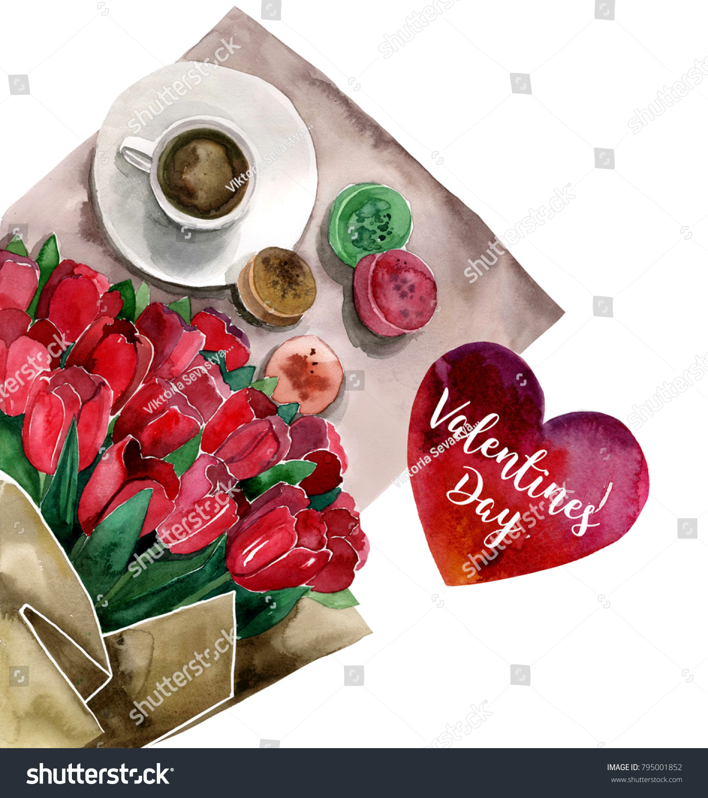 Happy Valentines Day Good Morning Valentin Stock Illustration