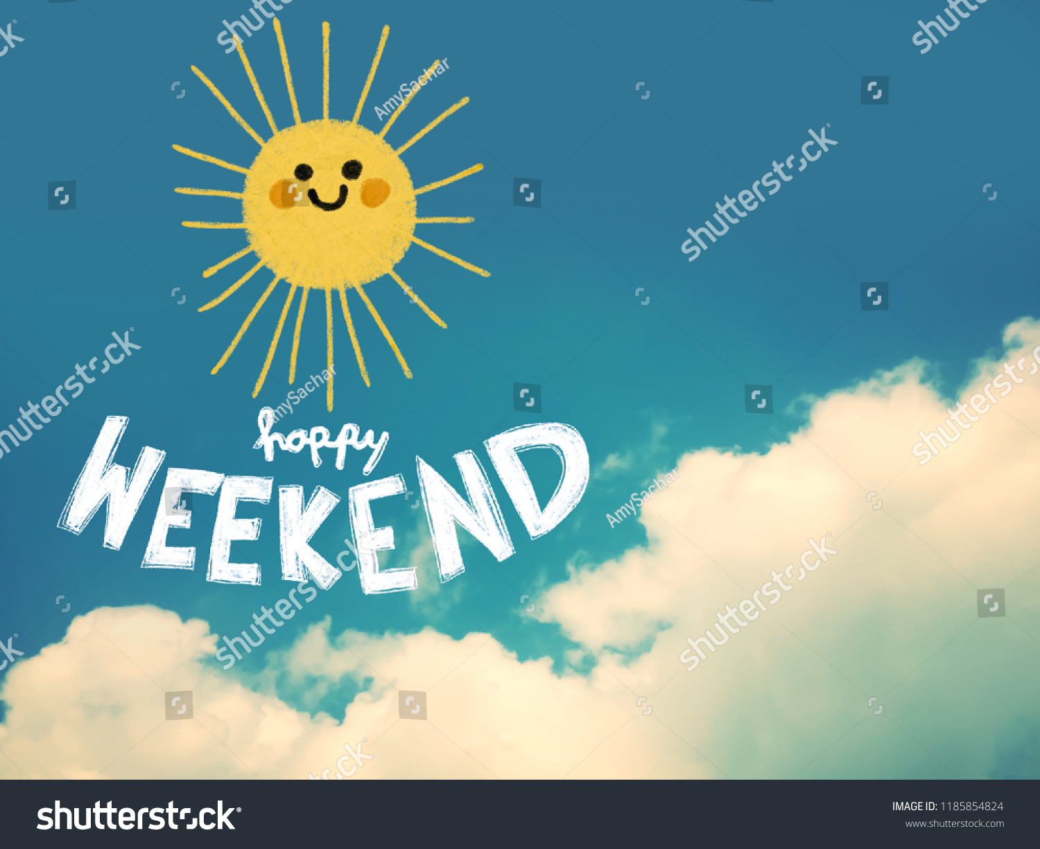 Happy Weekend Cute Sun Smile Pencil Stock Photo (Edit Now) 1185854824 ...