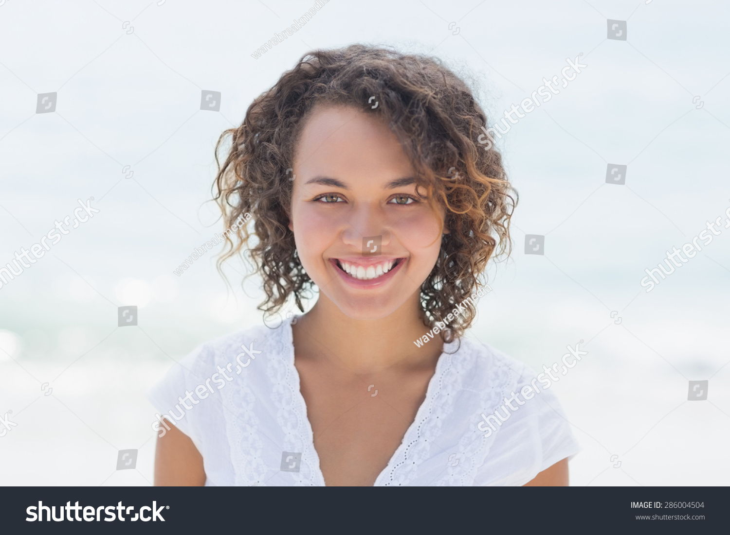 Happy Woman Smiling At The Beach Stock Photo 286004504 : Shutterstock