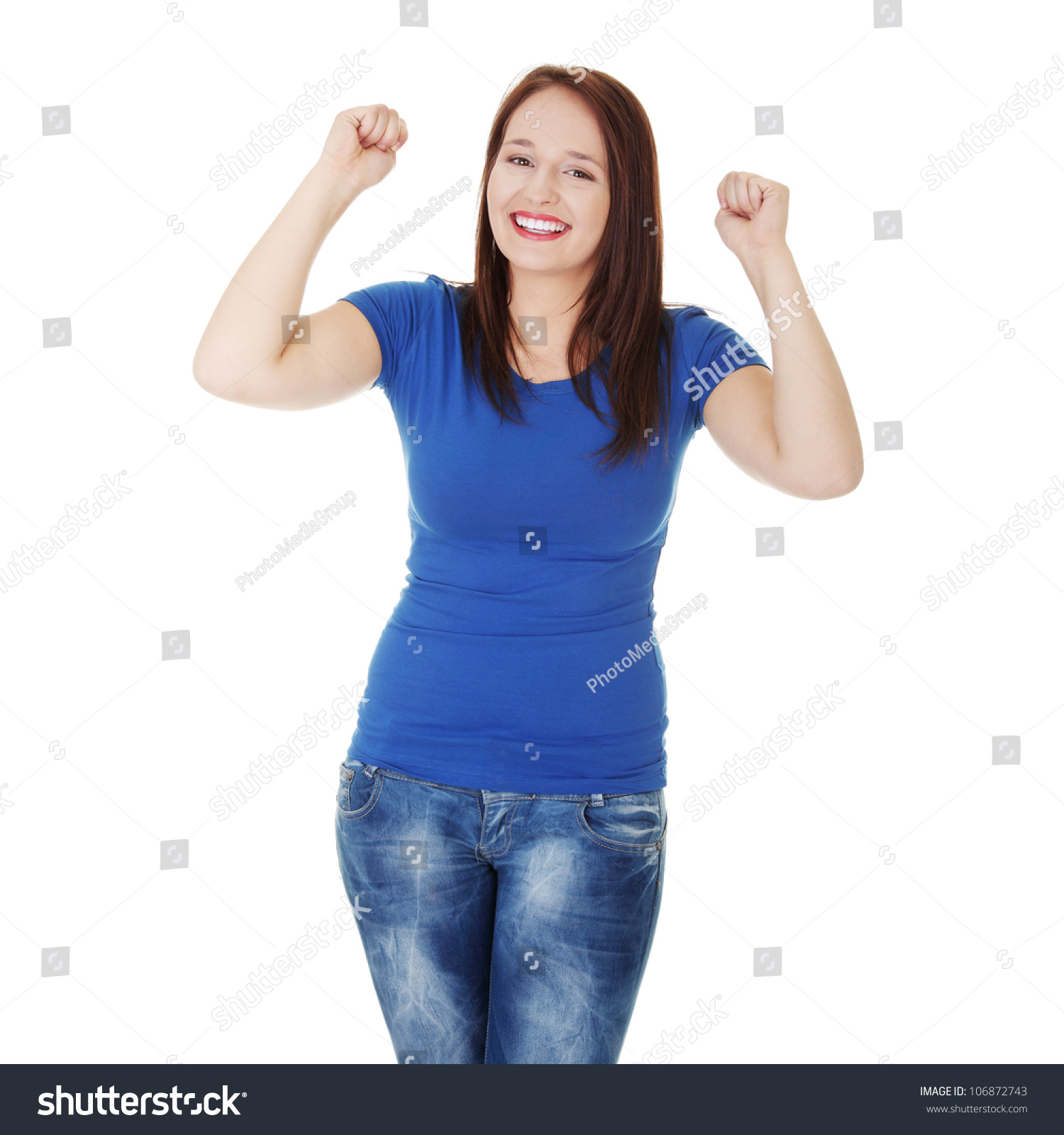 wearing blue shirt with jeans