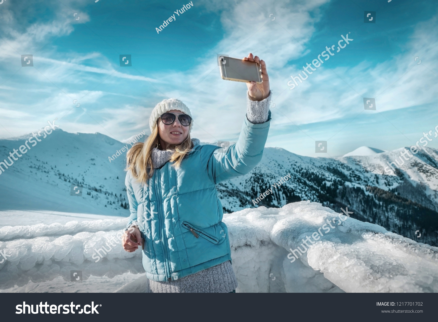 Happy Woman Her Smartphone Camera Shot Stock Photo Edit Now