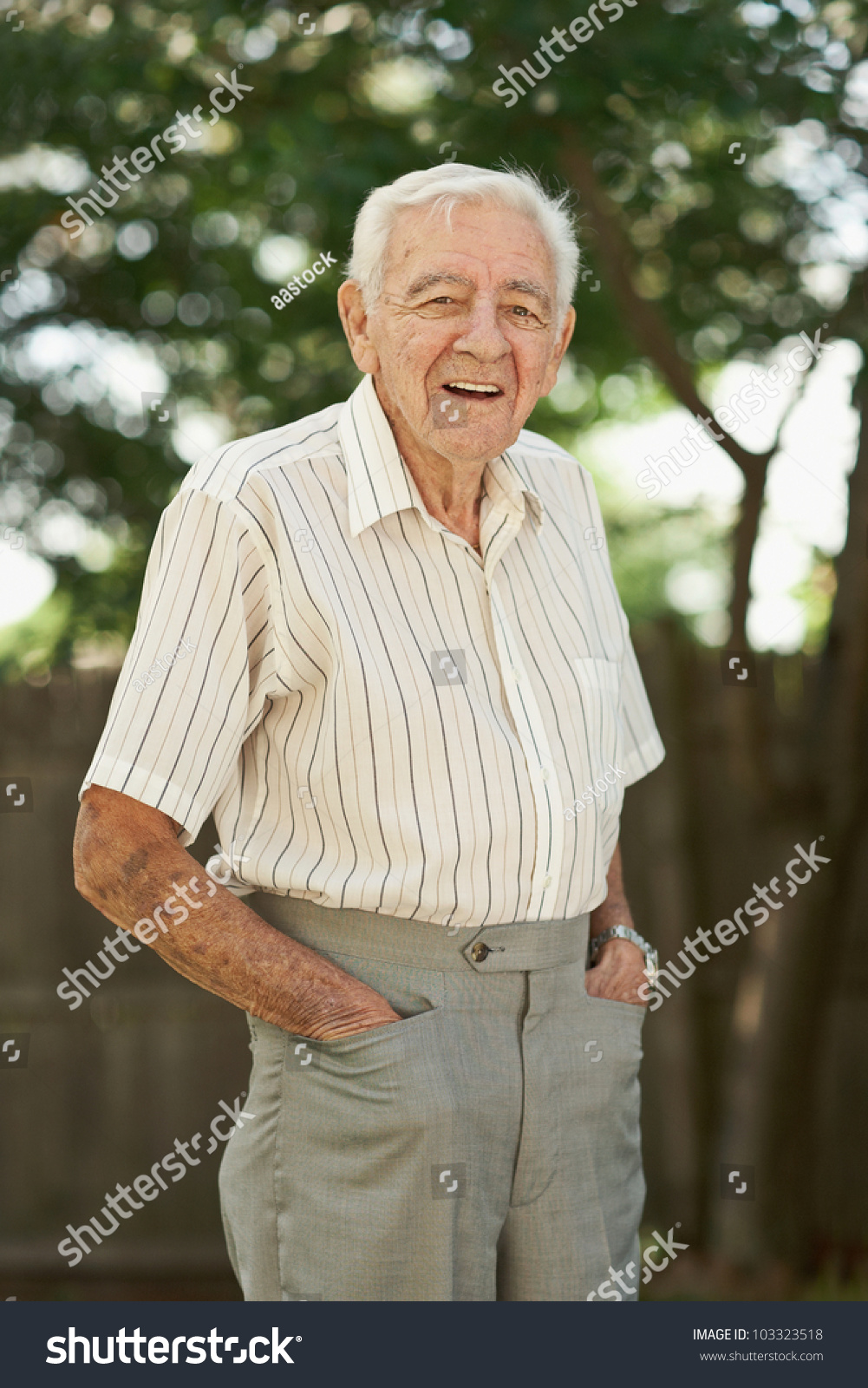 Happy 90 Year Old Senior Man Standing Outside Stock Photo 103323518 ...