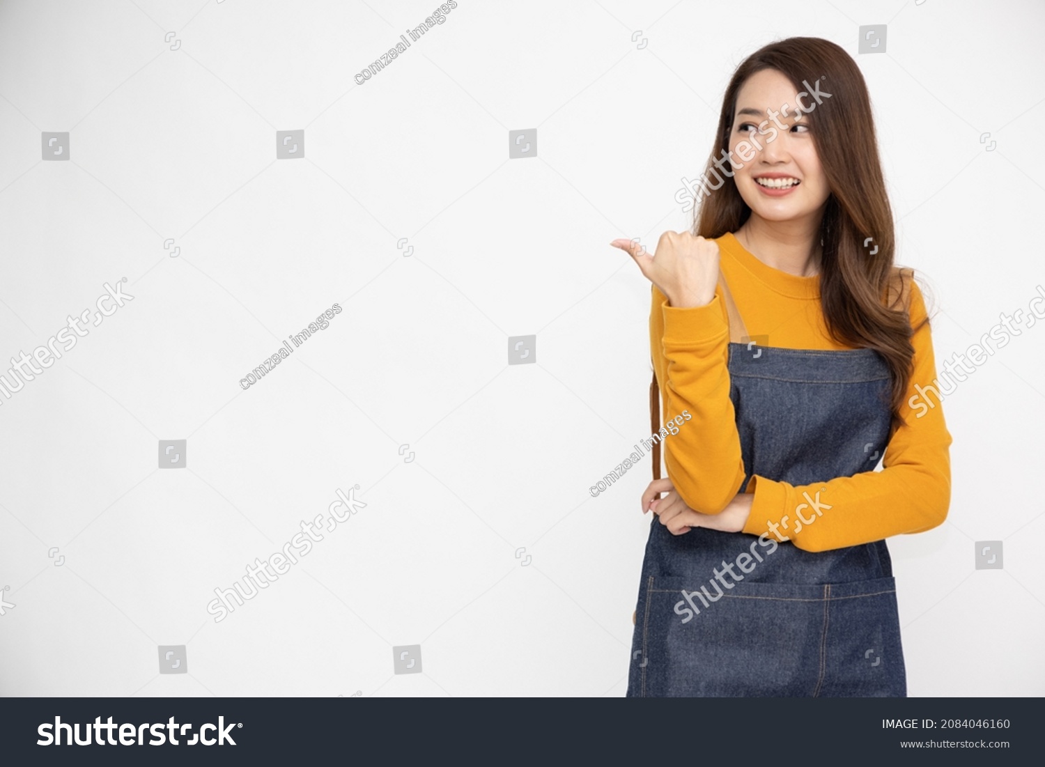 Happy Young Asian Female Housewife Wearing Stock Photo (edit Now 