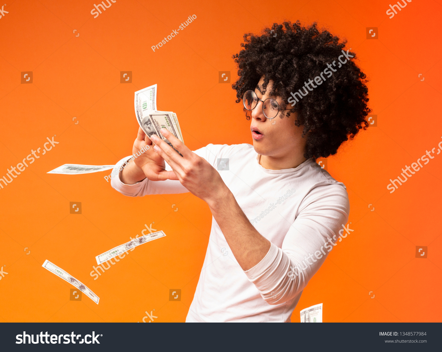 Happy Young Black Guy Throwing Out Stock Photo Edit Now 1348577984