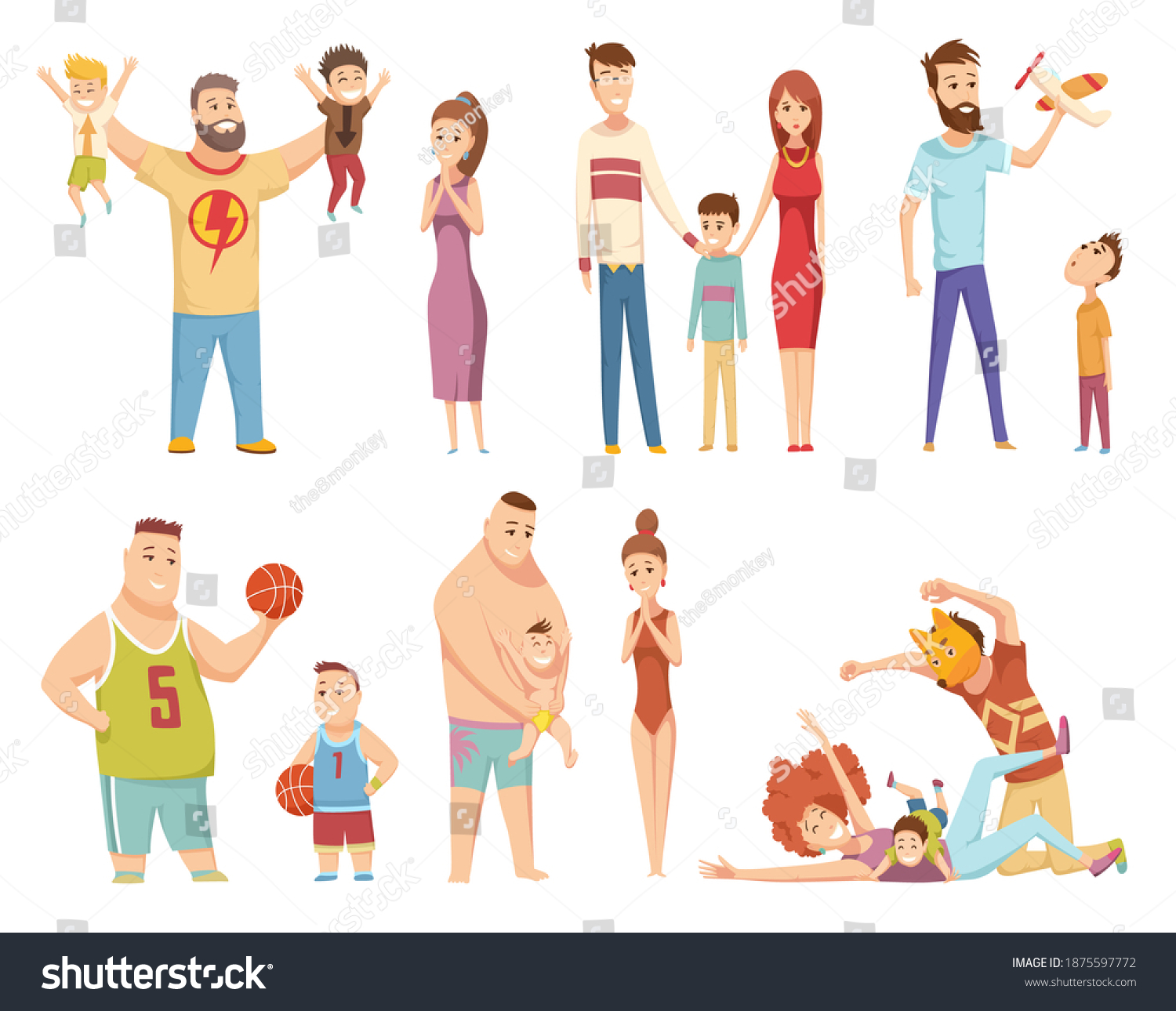 Happy Young Family Dad Mom Son Stock Illustration 1875597772 | Shutterstock