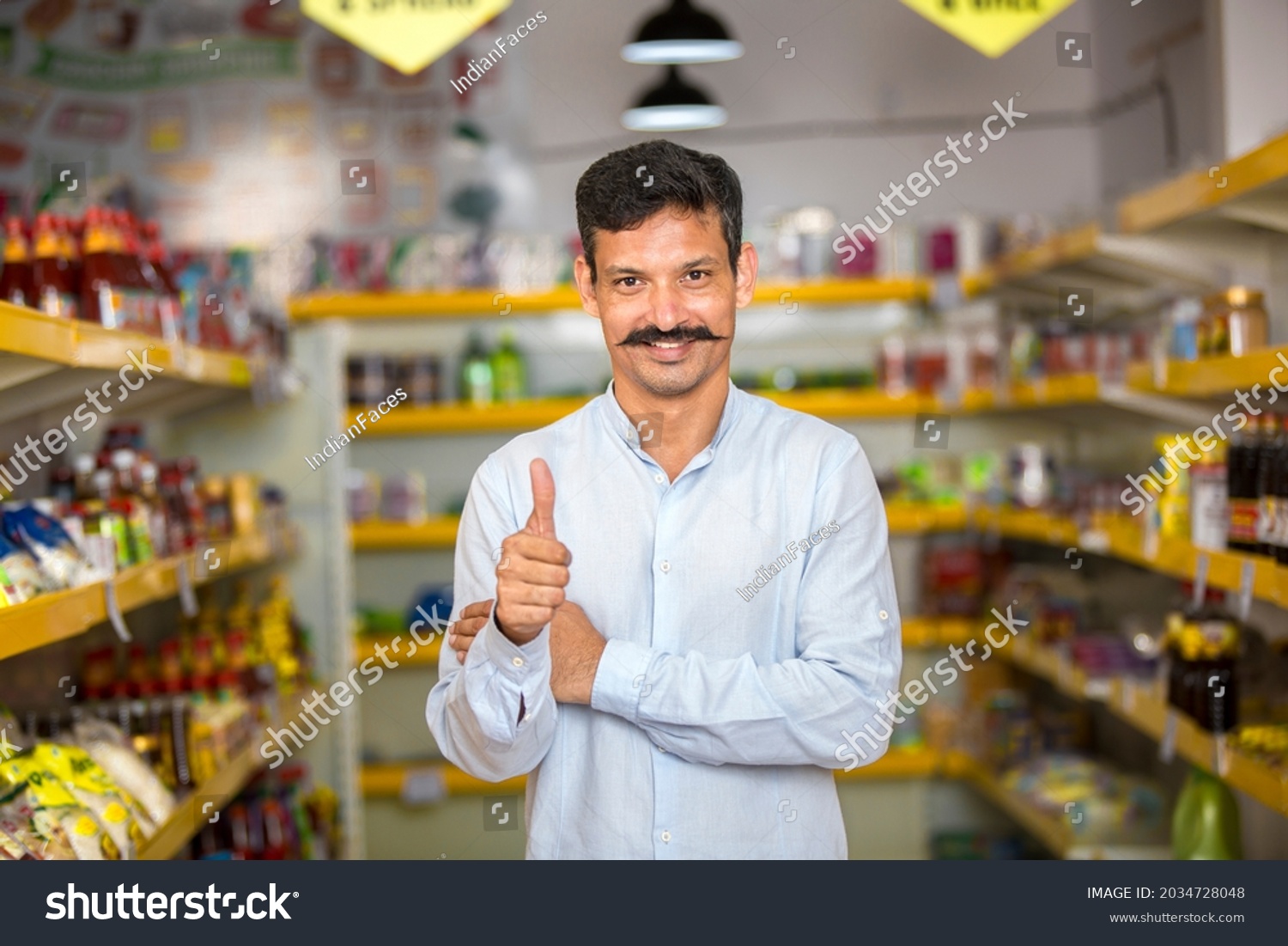 Happy Young Man Show Thumbs Grocery Stock Photo 2034728048 | Shutterstock