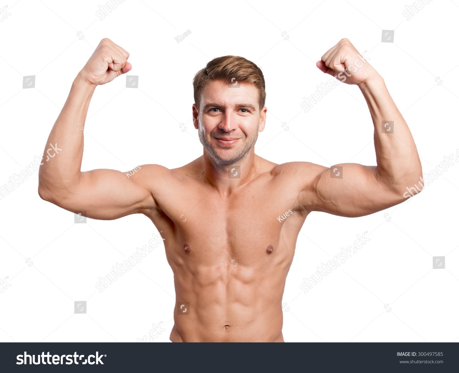 Happy Young Man Strong Pose Stock Photo Edit Now