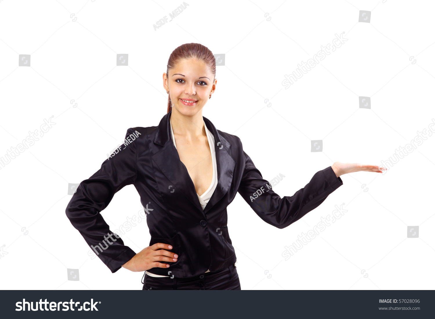 Happy Young Woman Pointing Upwards Stock Photo 241597609 | Shutterstock